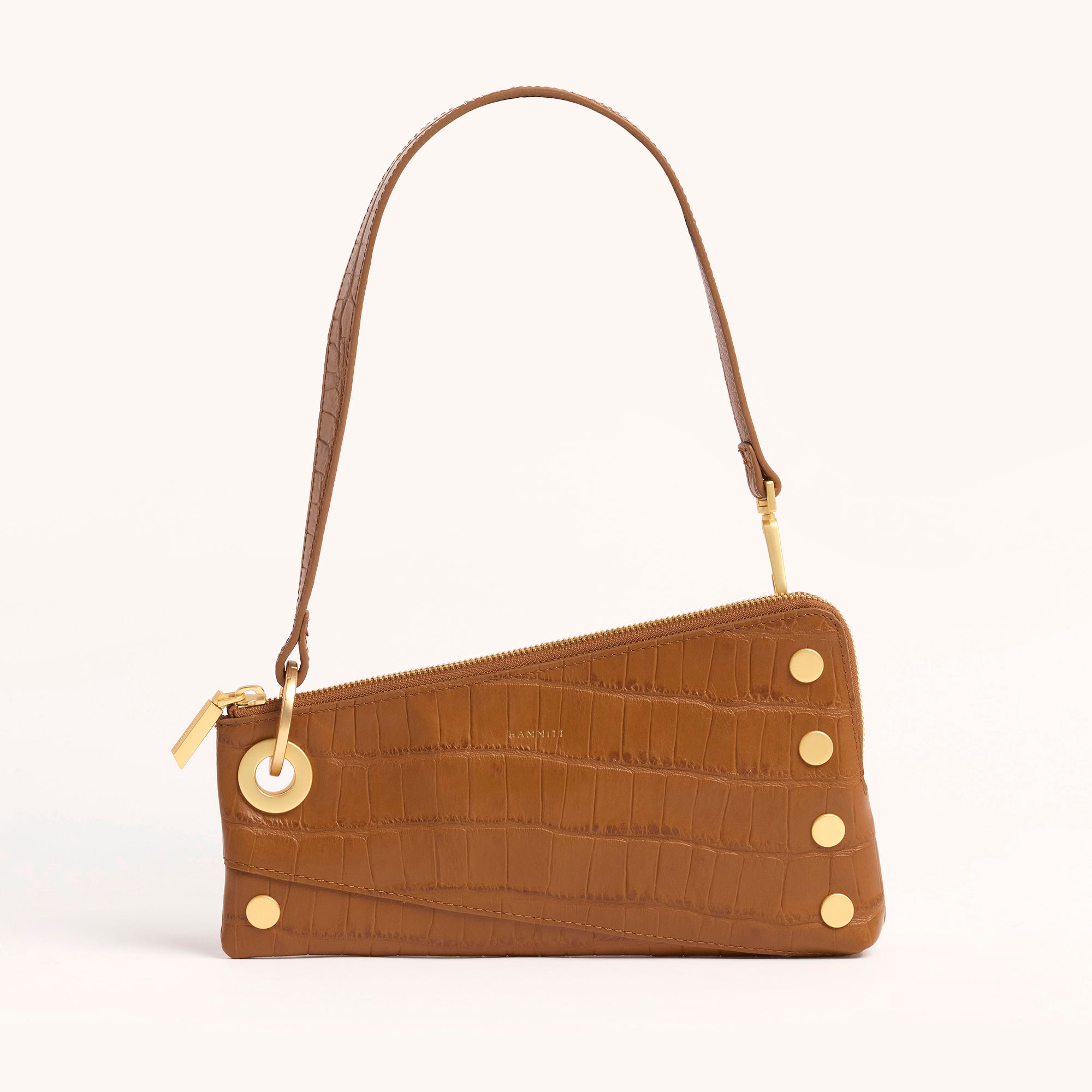 Nash Pochette Handbag - Canyon Crocco & Brushed Gold Leather Crossbody Bag for Women | Perfect for Evening Parties, Date Nights & Special Occasions