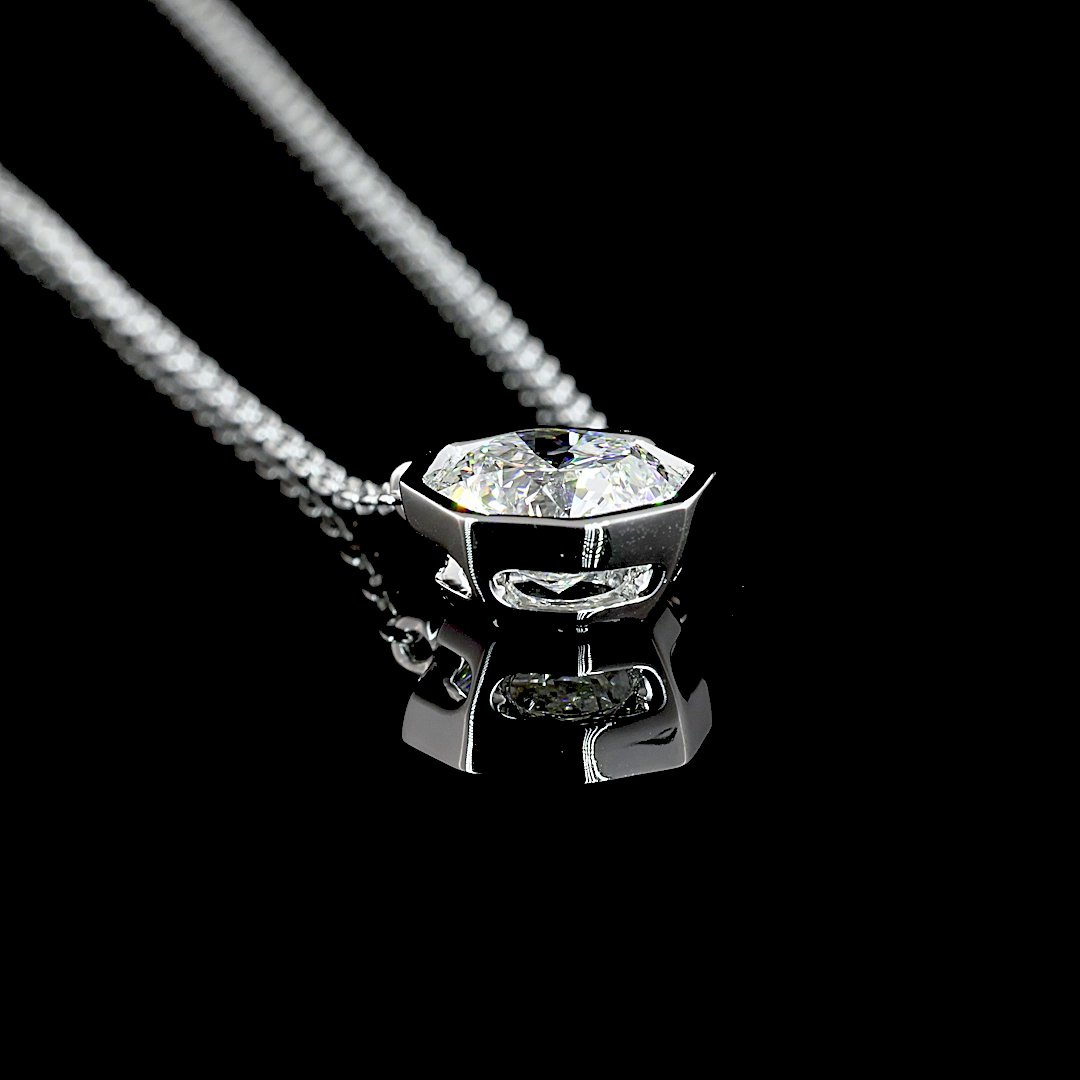 1.02 Carat Lab Grown Octagon Nova F VS2 Diamond Pendant in 14K White Gold - Elegant Solitaire Necklace for Women, Perfect for Weddings, Anniversaries & Special Occasions