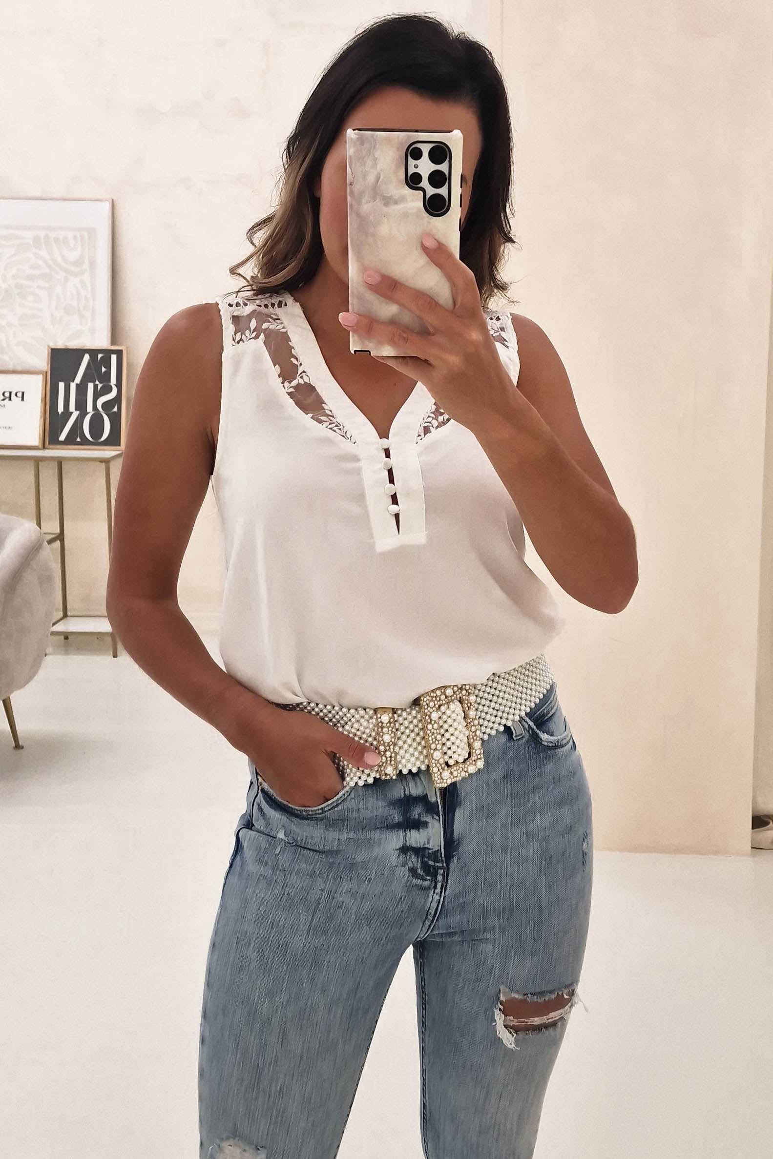 Hermie Lace Blouse for Women | Elegant Ivory Blouse with Delicate Lace Details | Perfect for Office Wear, Date Nights & Special Occasions