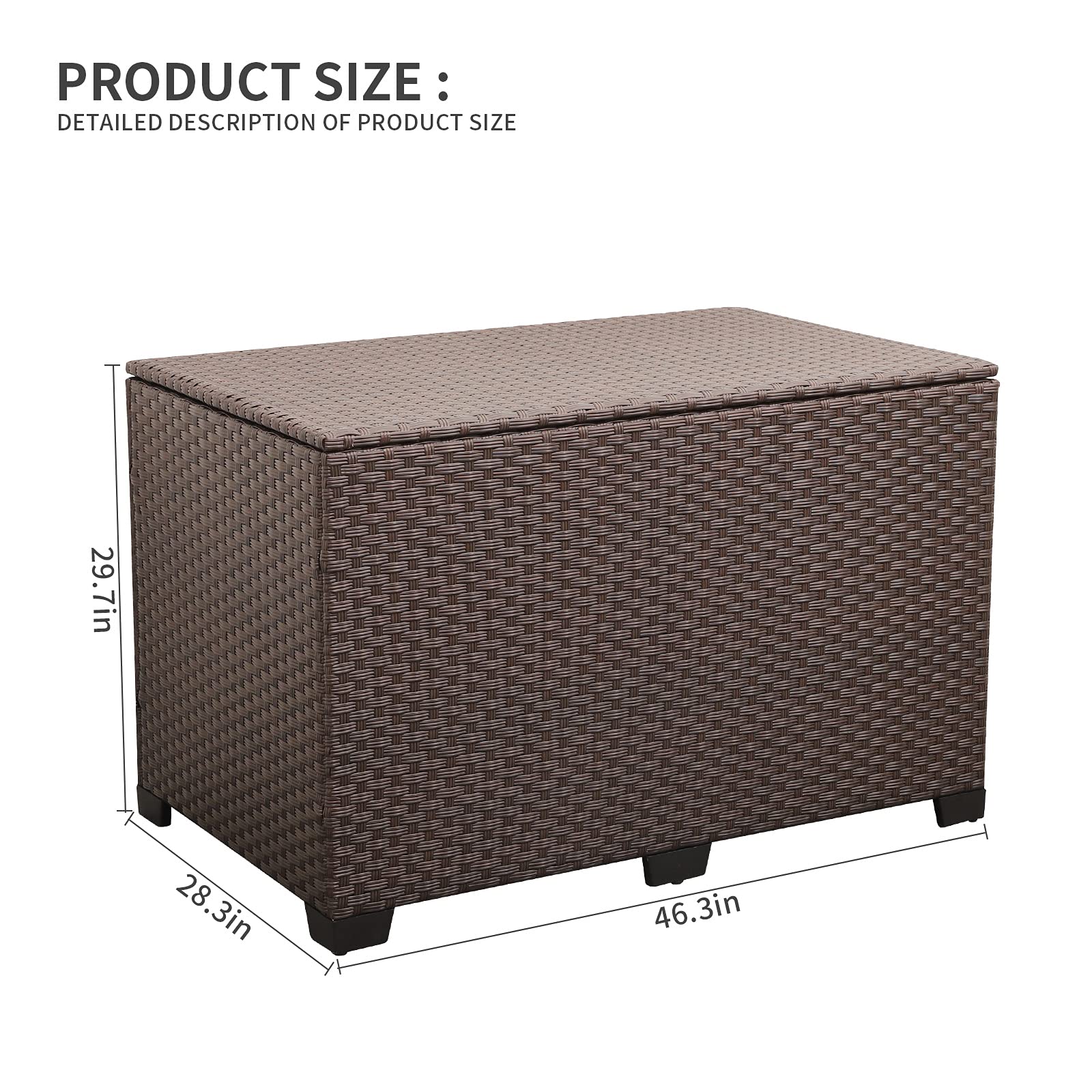 Valita Outdoor Wicker Storage Box - Large 150 Gallon Resin Brown Rattan Deck Bin with Lid & Water-resistant Liner - Perfect for Patio, Garden Tools, Pool Accessories, Cushions & Pillows - Ideal for Backyard, Deck & Outdoor Storage Organization