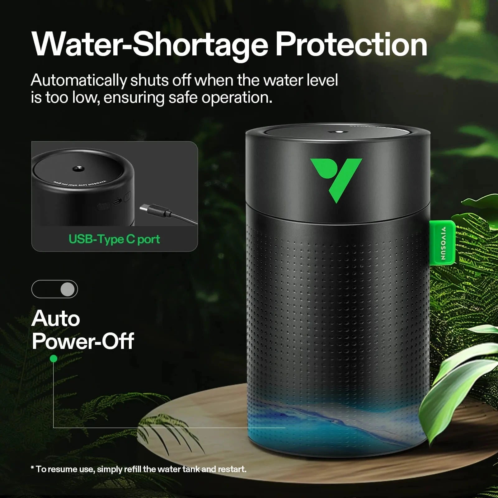 VIVOSUN AeroStream U075 USB Humidifier for Home, Office & Travel - Compact Ultrasonic Cool Mist Humidifier with Quiet Operation for Dry Air Relief - Perfect for Bedroom, Nursery & Desktop Use