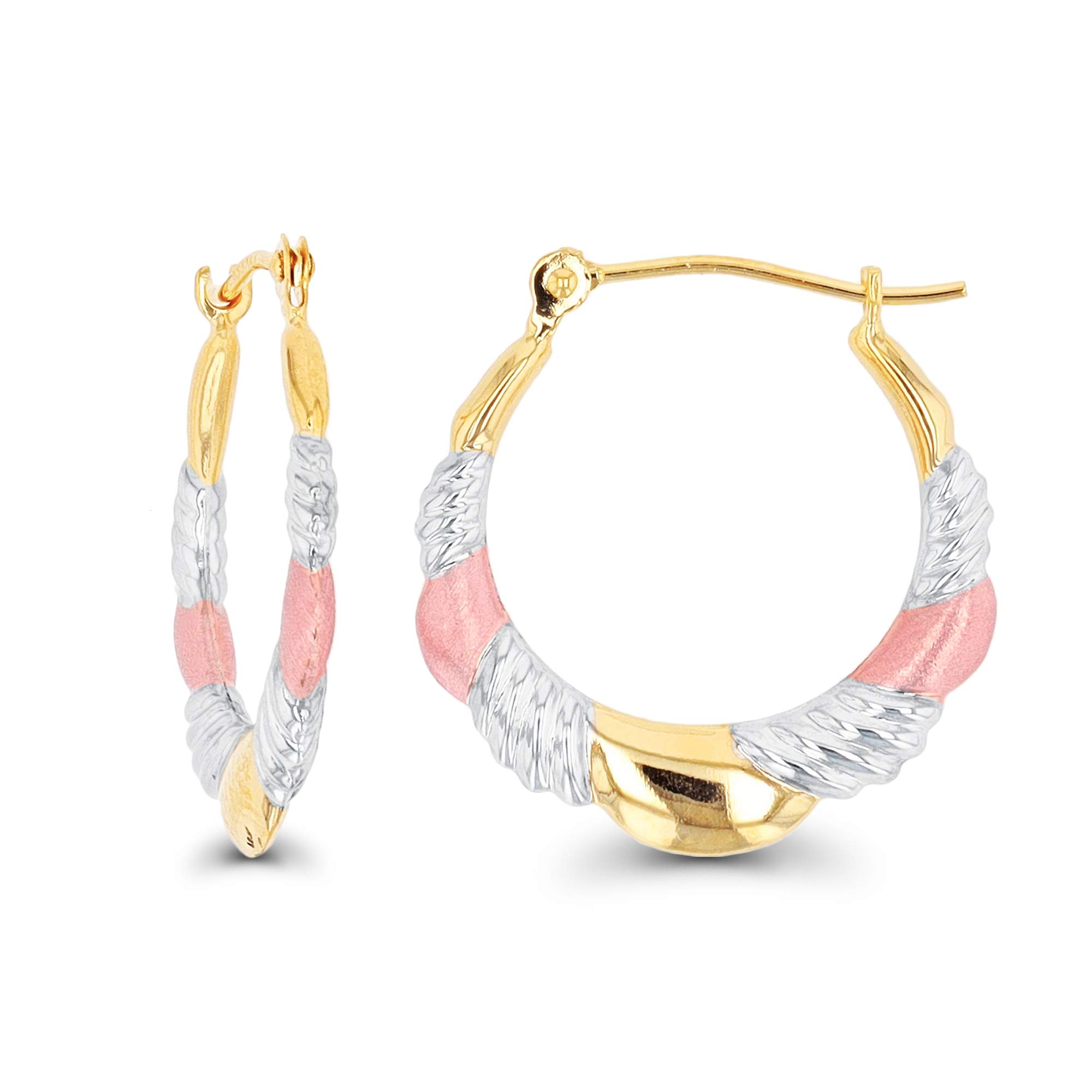 14K Solid Gold Polished & Satin Twist Hoop Earrings for Women - 2x21mm Hypoallergenic Hoops | Sensitive Ears Friendly | Perfect for Everyday Wear, Work, and Special Occasions