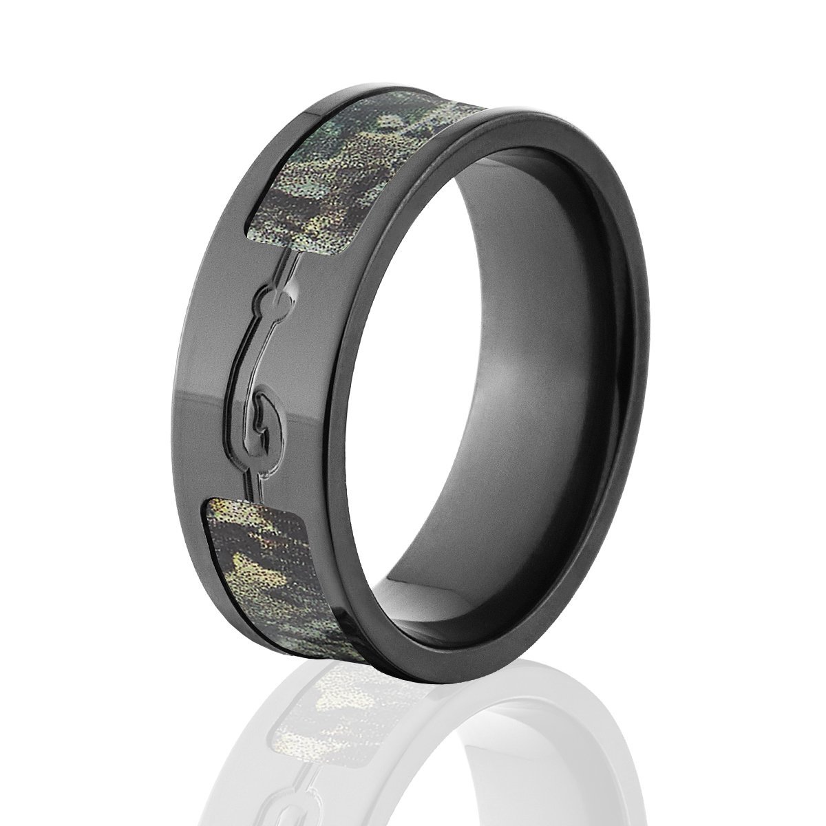 Black Camo Rings for Men - Fish Hook Ring with Realtree Official Design - Stylish Outdoor Jewelry for Fishing, Hunting & Adventure Enthusiasts