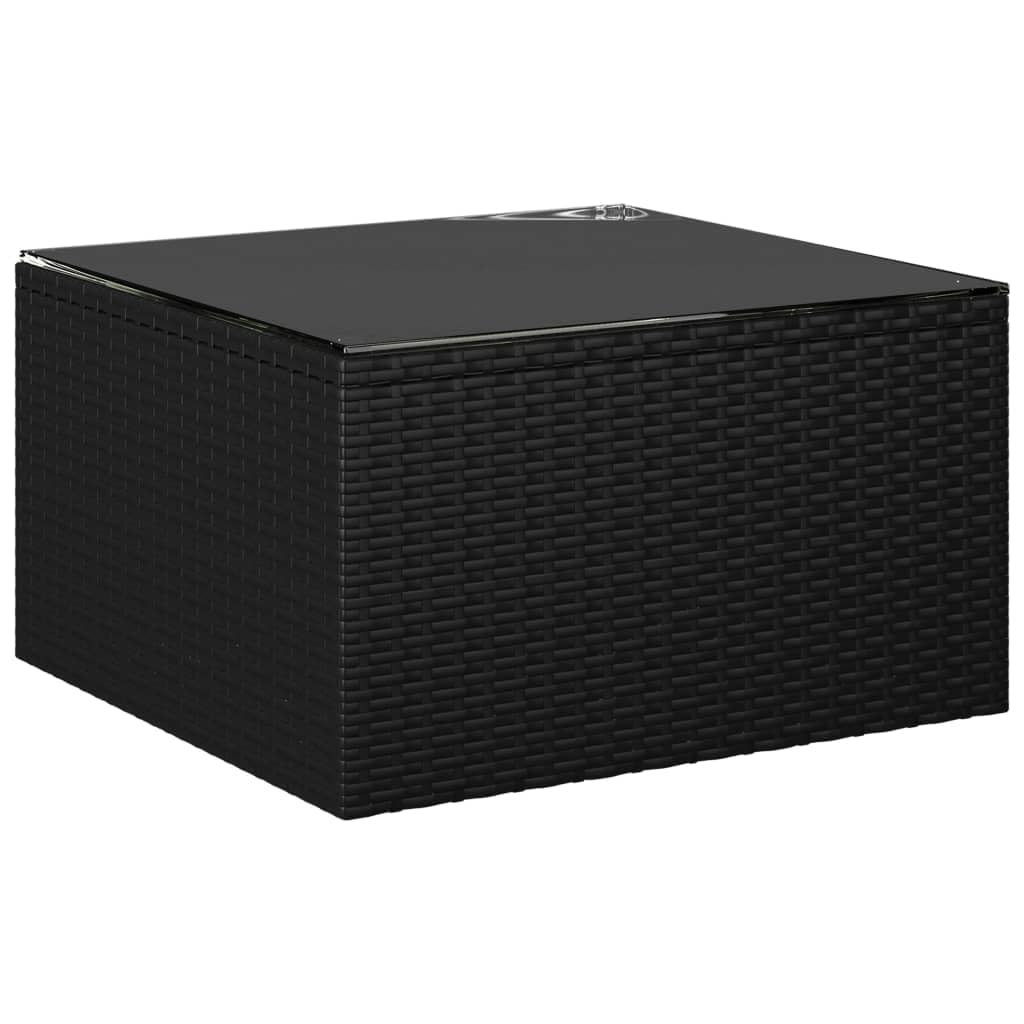 9-Piece Poly Rattan Patio Lounge Set with Removable Cushions - Modular Outdoor Furniture for Garden, Poolside & Backyard - Easy Cleaning Black Wicker Sofa Set