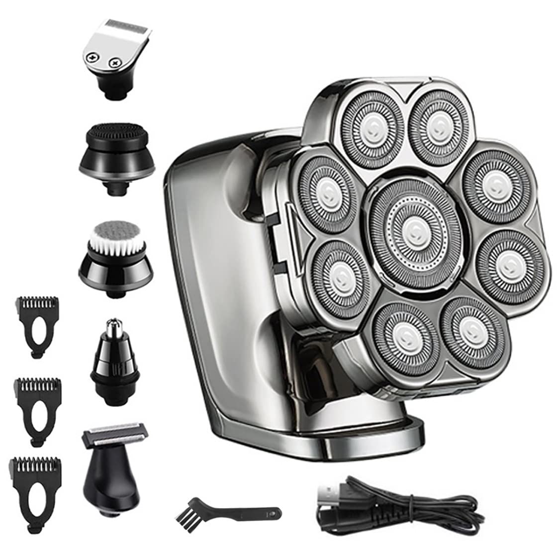 6-in-1 Electric Head Shaver for Men - Rechargeable Wet/Dry Bald Head Shaver, Beard Trimmer & Body Groomer Kit | Perfect for Travel, Home Grooming & Professional Use