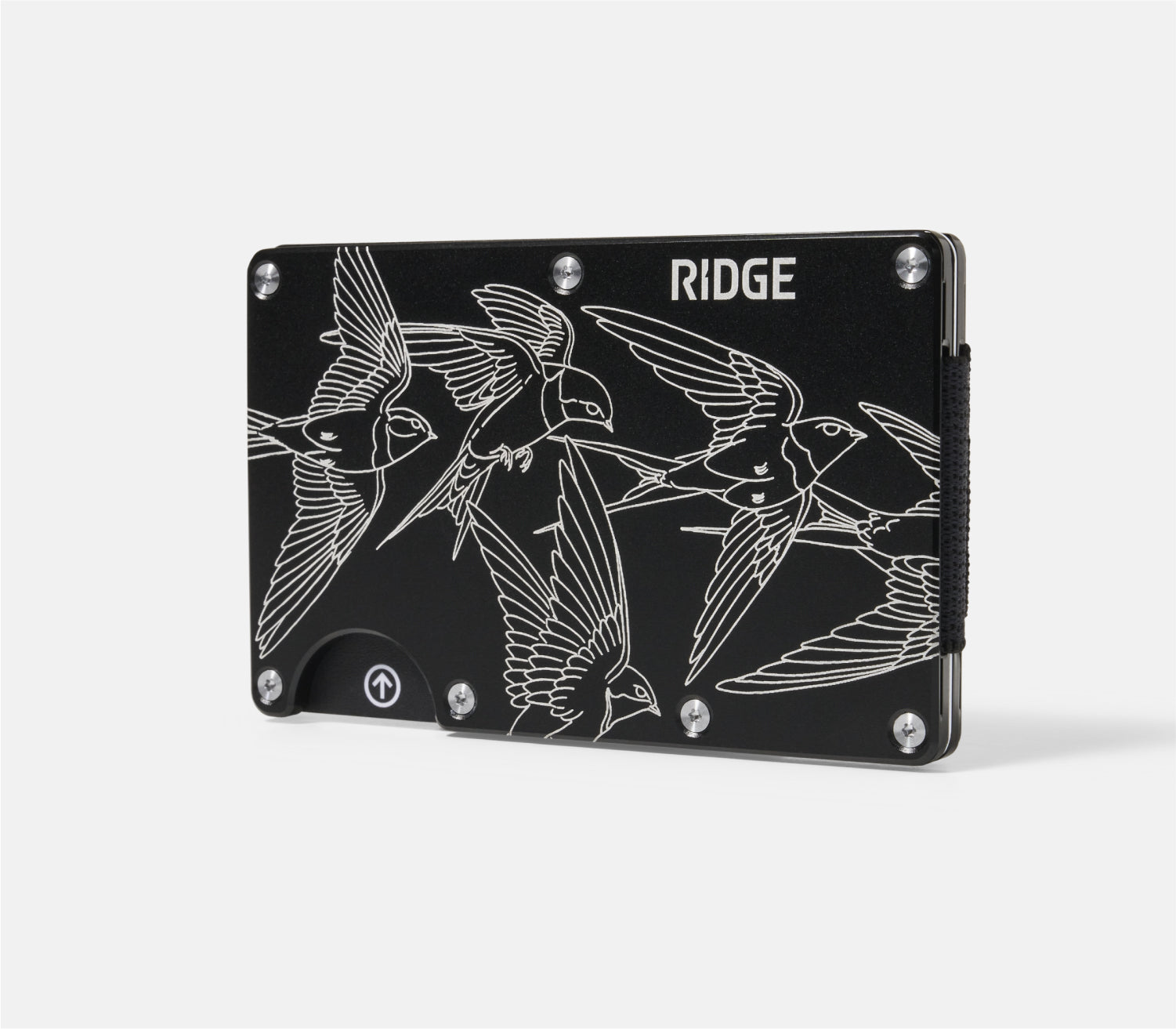 Ridge Wallet H.B. Nielsen Silver Swallows - Slim RFID Blocking Metal Wallet for Men - Perfect for Everyday Carry, Travel & Minimalist Lifestyle