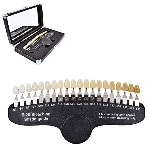 Professional R-20 Teeth Whitening Shade Guide with Mirror - 20 Color Dental Bleaching Shade Chart for Dentists & Teeth Whitening Kits - Perfect for Dental Offices, Cosmetic Procedures & At-Home Teeth Whitening