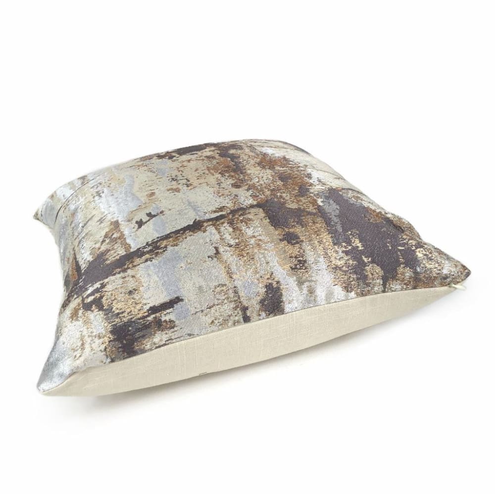 Lumina Metallic Brown Gold Cream Quartz Texture Pillow Cover - Decorative Throw Pillow Case for Sofa, Bed, Couch - Home Decor & Living Room Accent