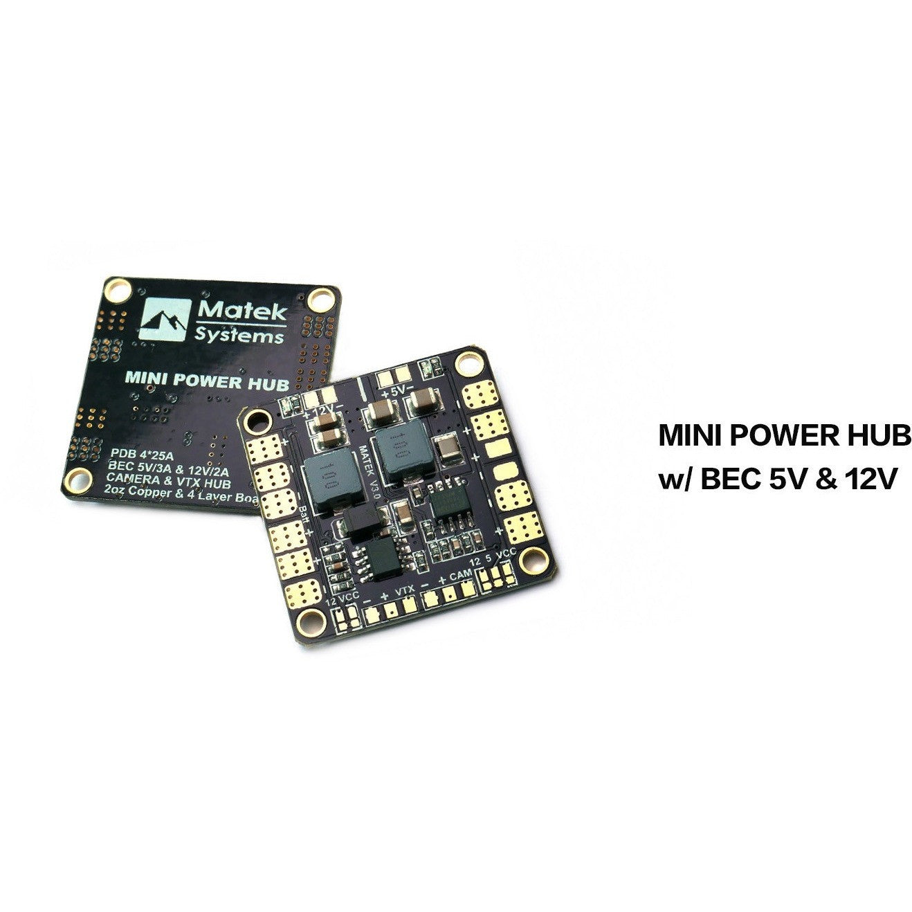Matek Power Hub with BEC 5V & 12V Output - Dual Voltage Power Distribution Board for FPV Drones and RC Models - Perfect for Drone Racing and DIY Electronics Projects