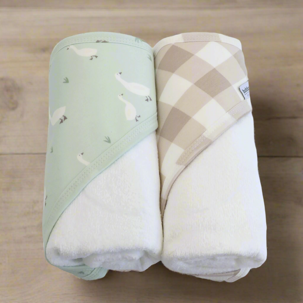 2-Pack Hooded Towel Set - Soft & Absorbent Olive/Taupe Bath Towels for Babies & Kids | Perfect for Bath Time, Swimming & Beach Outings