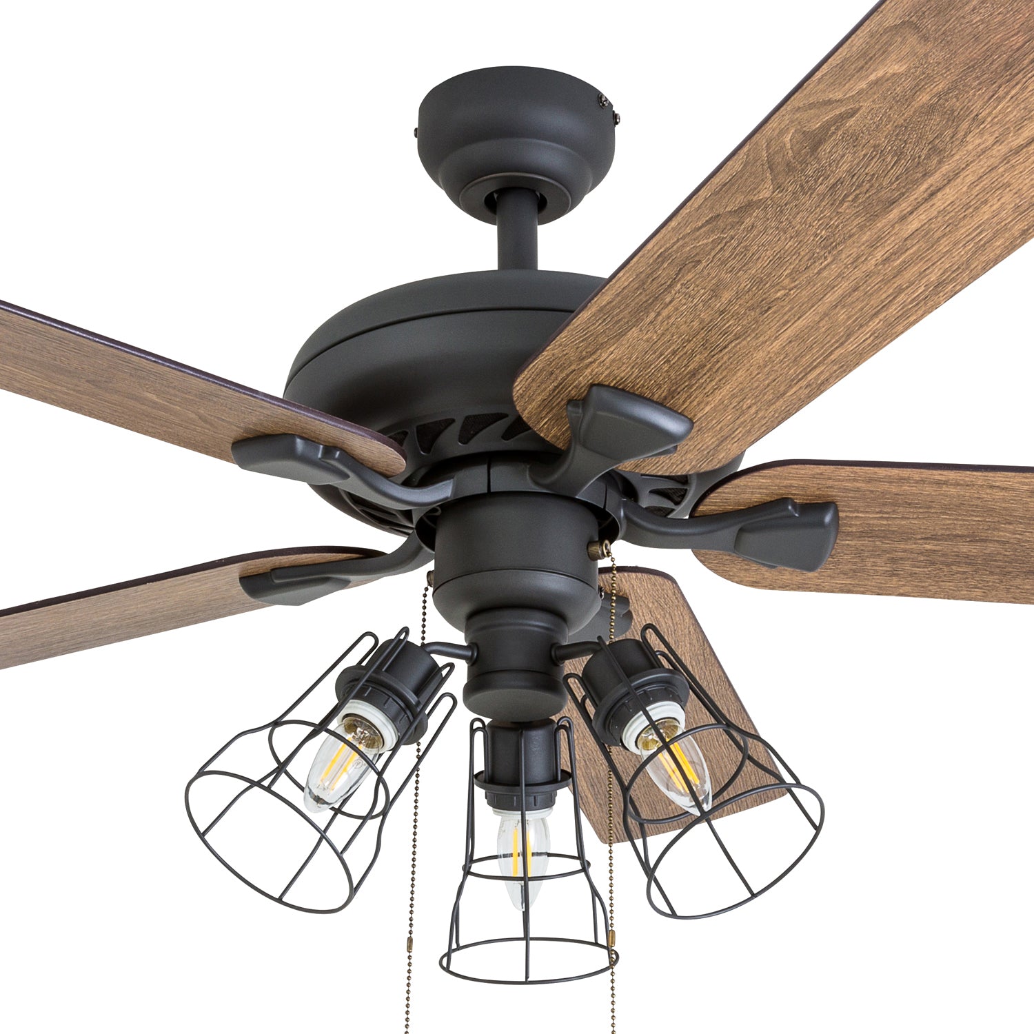 52 Inch Lincoln Woods Bronze Ceiling Fan with Pull Chain - Modern Indoor Ceiling Fan for Living Room, Bedroom, and Office - Energy Efficient & Quiet Operation
