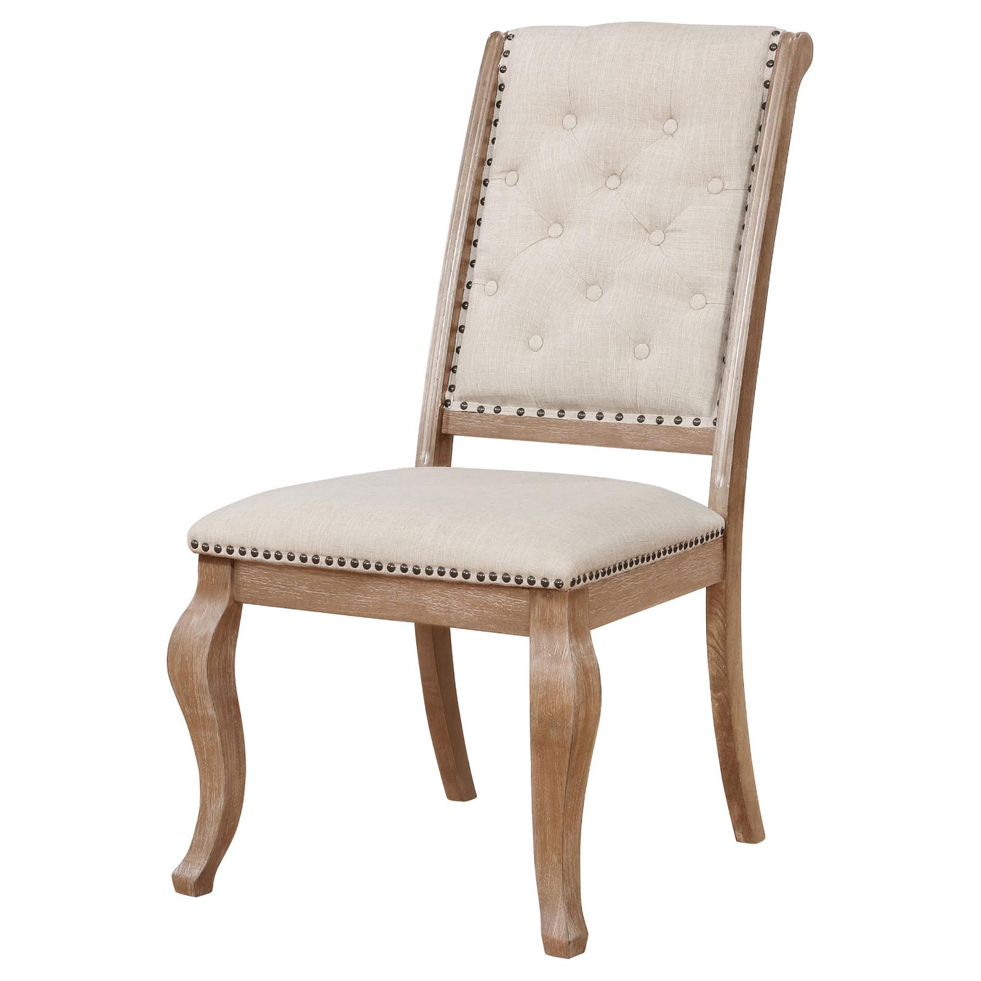 Brown Tufted Back Dining Chairs Set of 2 - Cream & Barley Upholstered Kitchen Chairs for Dining Room, Breakfast Nook or Home Office