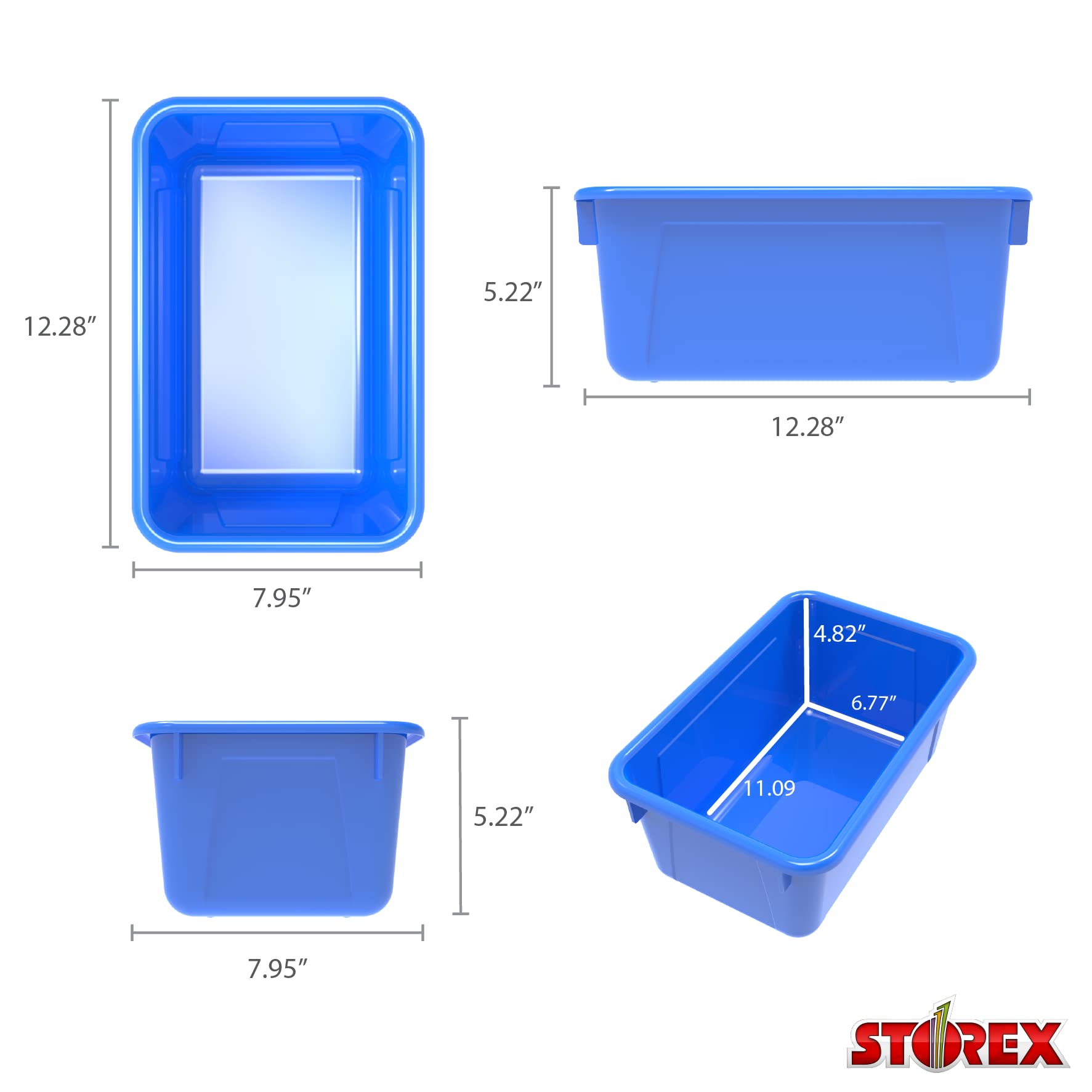 Storex Small Cubby Bins - 5-Pack Plastic Storage Containers for Classroom Organization, 12.2 x 7.8 x 5.1 Inches, Class Blue (62416A05C) - Perfect for Kids' School Supplies, Art Materials & Toy Storage