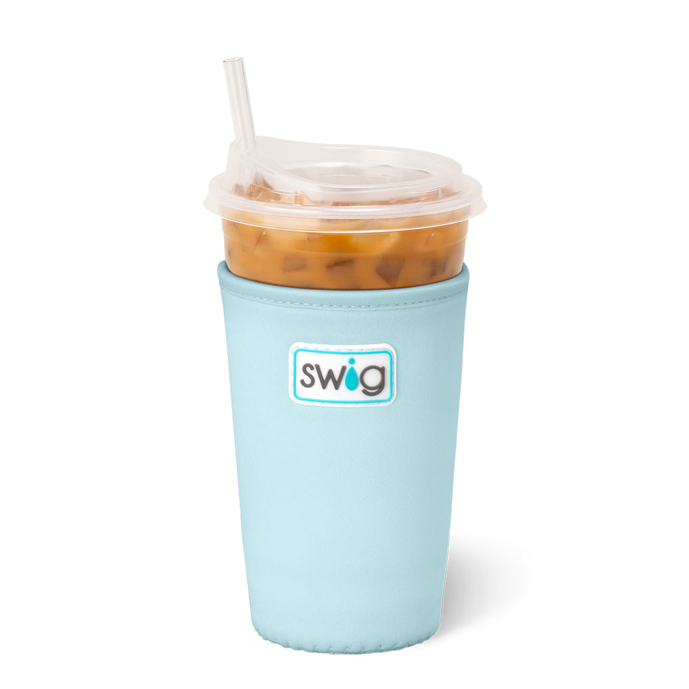Aquamarine Medium Iced Cup Coolie - Insulated Sleeve for Iced Coffee, Smoothies & Cold Drinks - Perfect for Summer Picnics, Beach Days & Office Use