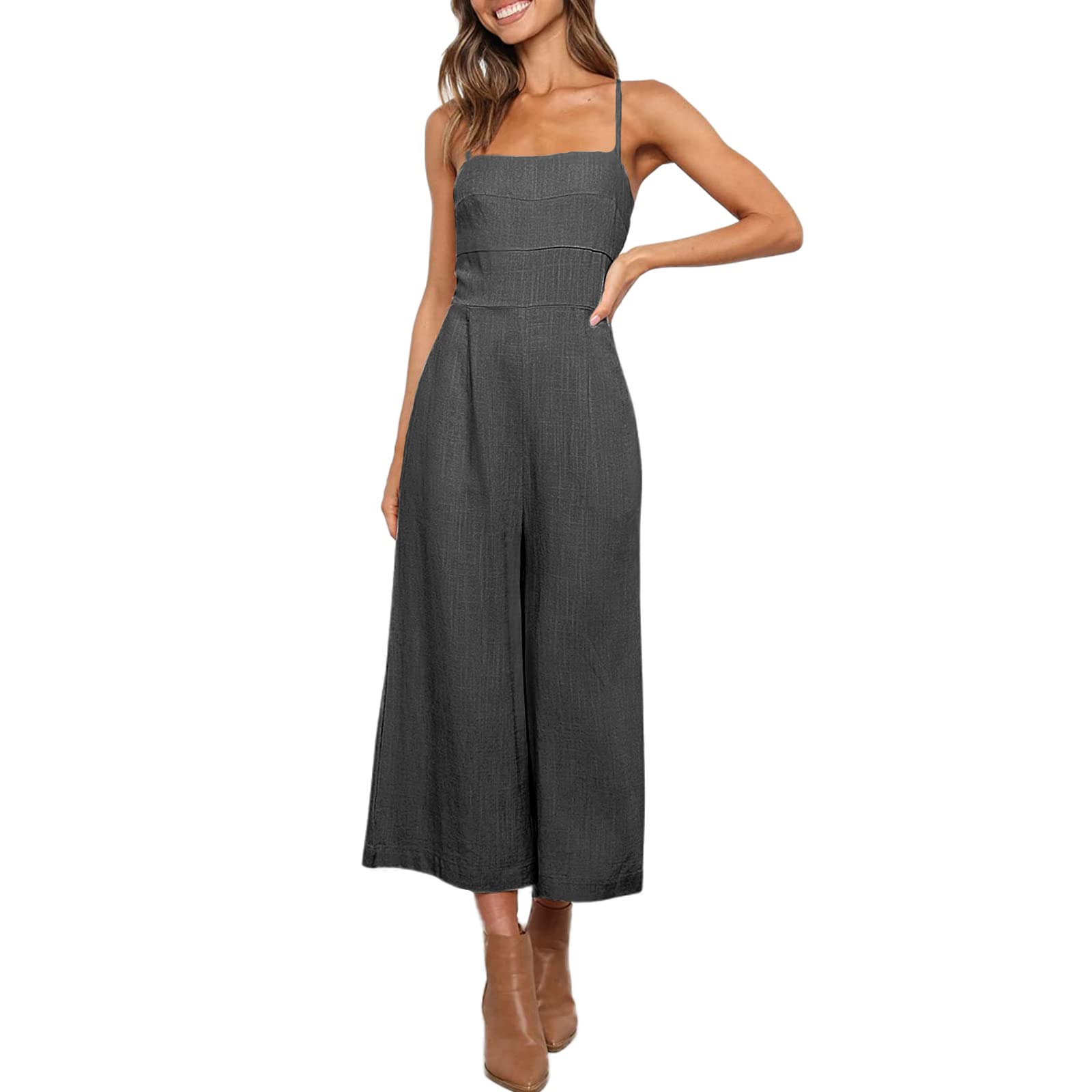 GOOCHEER Women's Plus Size Wide Leg Jumpsuit - Casual Loose Boho Romper Overalls One Piece for Summer | Perfect for Beach, Vacation & Everyday Wear