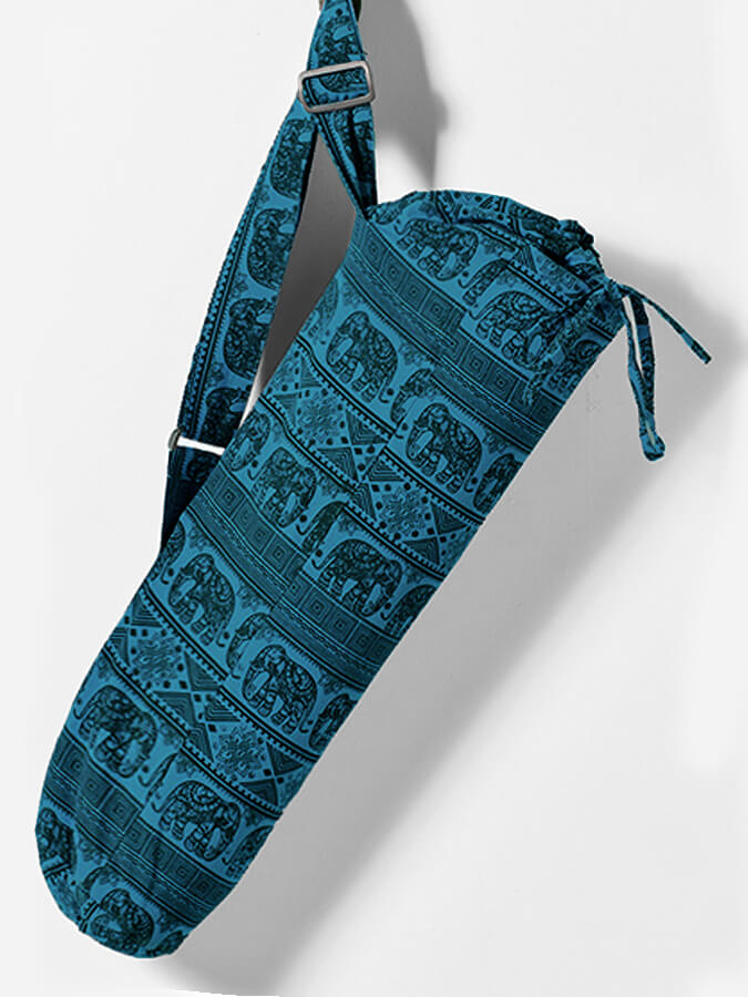 Eco-Friendly Elephant Print Cotton Yoga Mat Bag for Women - Lightweight & Durable Carrier for Yoga, Gym, Travel & Beach - Perfect for Bikram, Hot Yoga & Pilates Classes
