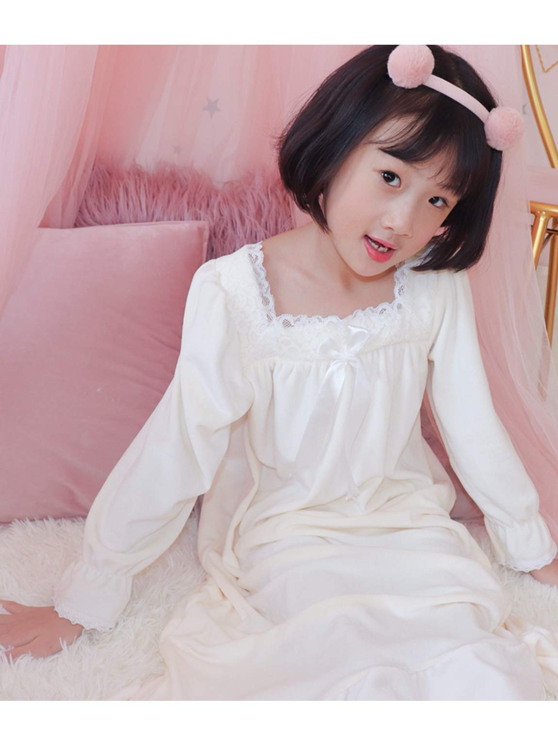 Princess Nightgown for Girls - Winter Flannel Long Sleeve Pajama Dress for Kids Ages 3-12 | Cozy Sleepwear for Bedtime & Christmas Morning