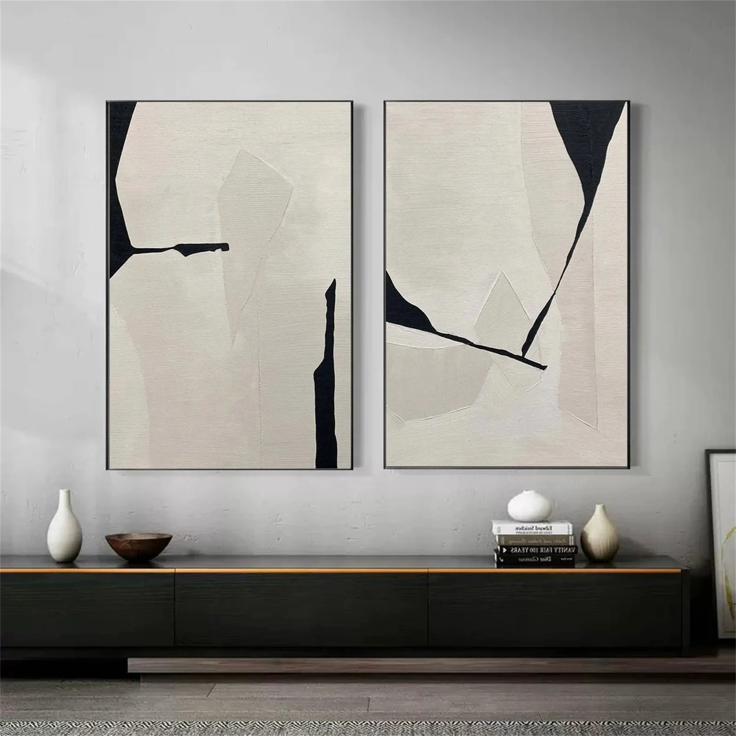 Abstract Tranquility Set of 2 Wall Art Paintings - Modern Minimalist Canvas Prints for Living Room, Bedroom & Office Decor #WS126