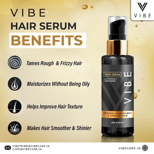 VIBE Hair Growth Serum for Thicker, Fuller & Healthier Hair - Anti-Frizz Treatment for Hair Thinning, Dull & Dry Hair - 50ml Hair Care for Men & Women - Perfect for Wedding Prep, New Year Makeover & Daily Hair Care Routine