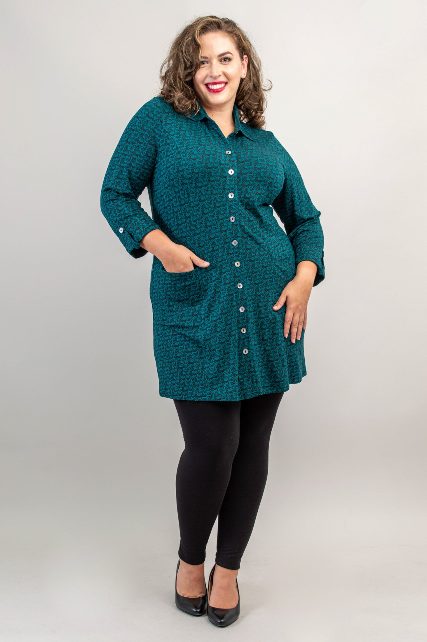 Charlie Tunic in Ocean Waves Print - Soft Bamboo Fabric Women's Top - Perfect for Beach Vacations & Summer Outings