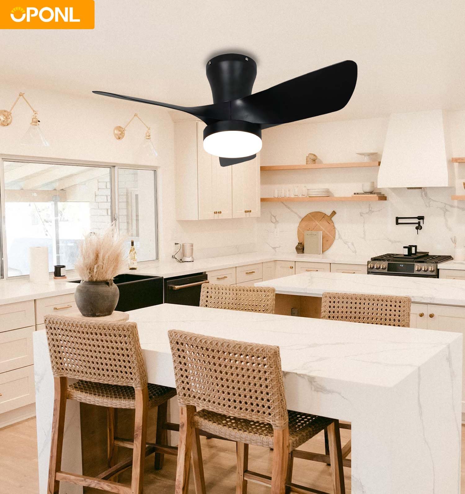 30 Inch Black Ceiling Fan with Light - High Airflow Quiet DC Motor - Modern Ceiling Fans with Lights for Bedroom, Kitchen, Dining Room & Patio - Perfect for Cooling and Lighting Indoor/Outdoor Spaces