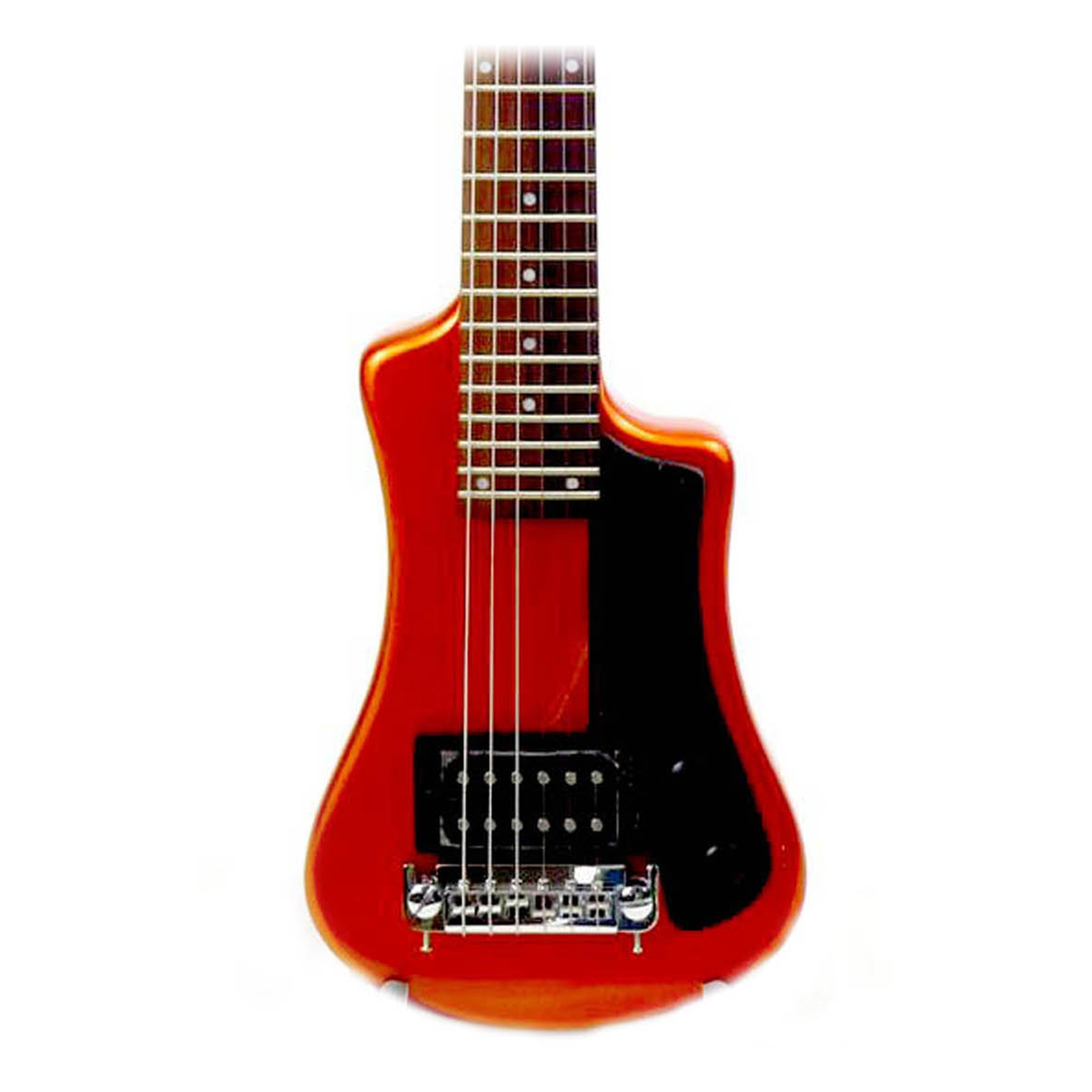 Hofner Shorty Travel Electric Guitar - Metallic Orange Limited Edition w/ Full-Size Neck & Gig Bag | Compact Electric Guitar for Travel, Practice & Small Performances