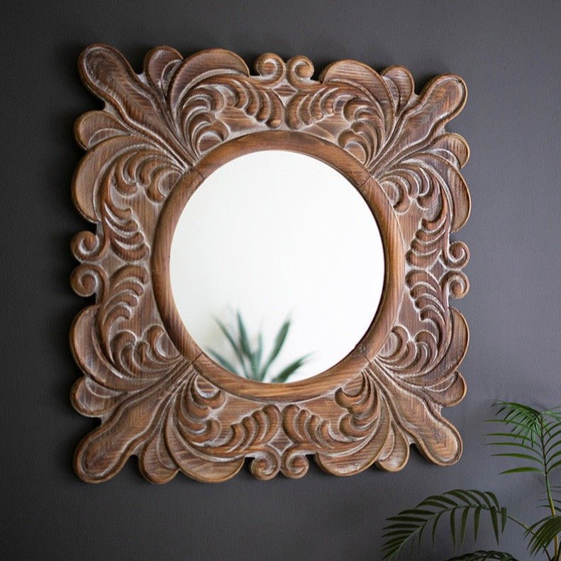 Handcrafted Fleur De Lis Framed Wall Mirror - Vintage French Decor for Living Room, Bedroom & Entryway - Elegant Home Accent for Classic & Modern Interiors