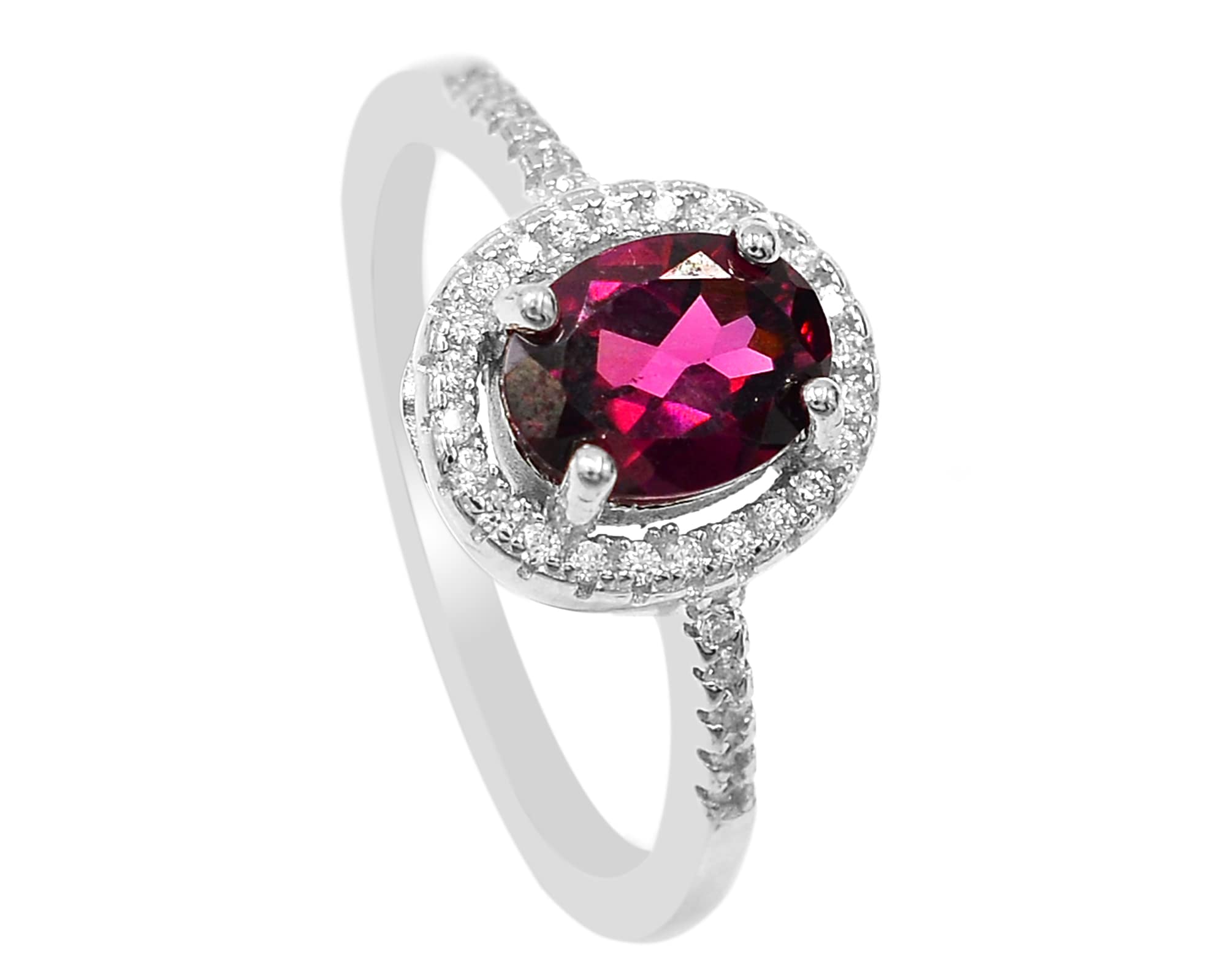 January Birthstone Natural Red Rhodolite Garnet Jewelry Set - 925 Sterling Silver Ring, Earrings & Pendant for Women | Perfect Love & Friendship Gift for Girlfriend, Wife or Daughter | Ideal for Valentine's Day, Anniversary & Special Occasions