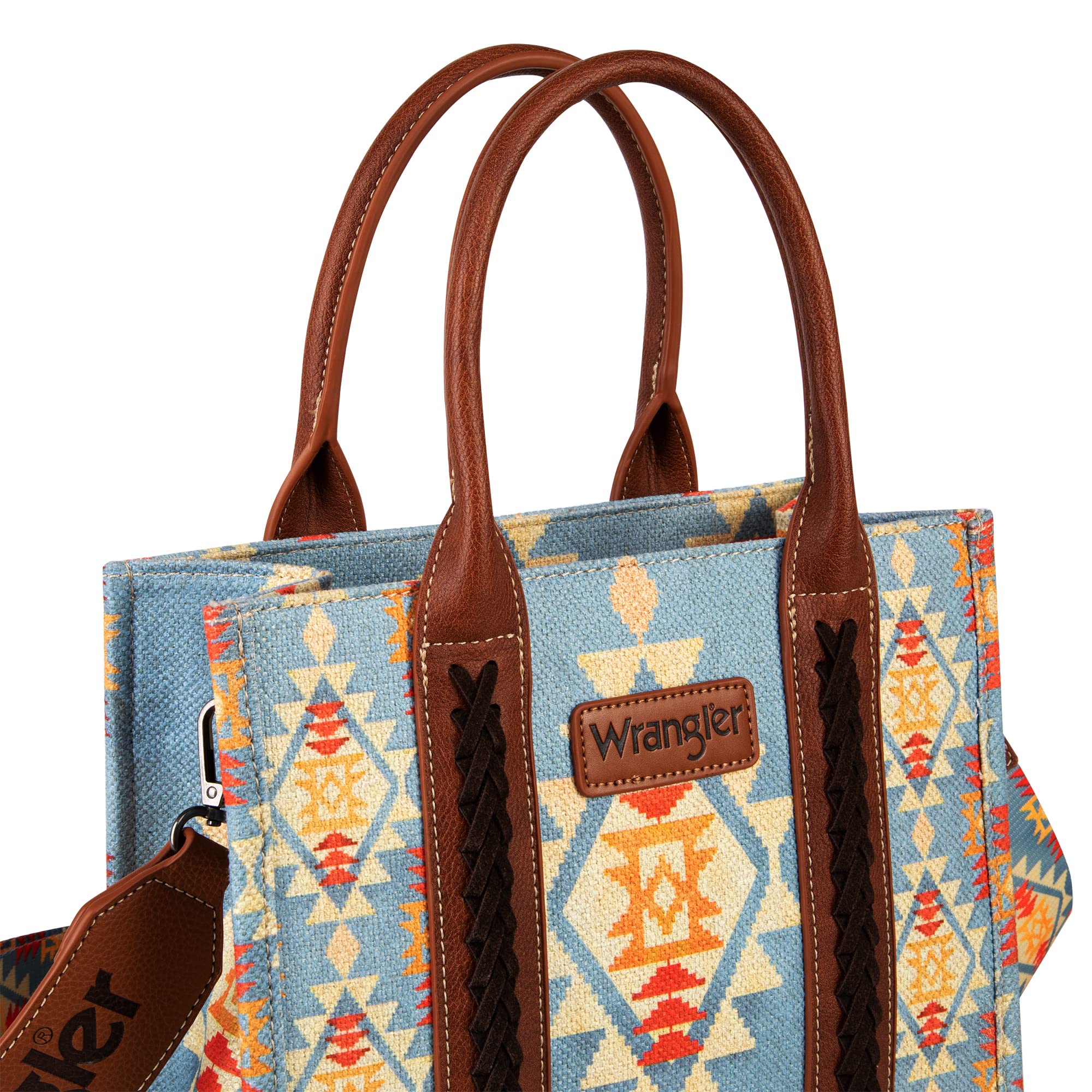 Wrangler Aztec Western Tote Bag for Women - Stylish Handbag & Purse for Everyday Use | FBA3-WG2202-8120SBR | Perfect for Work, Travel & Casual Outings