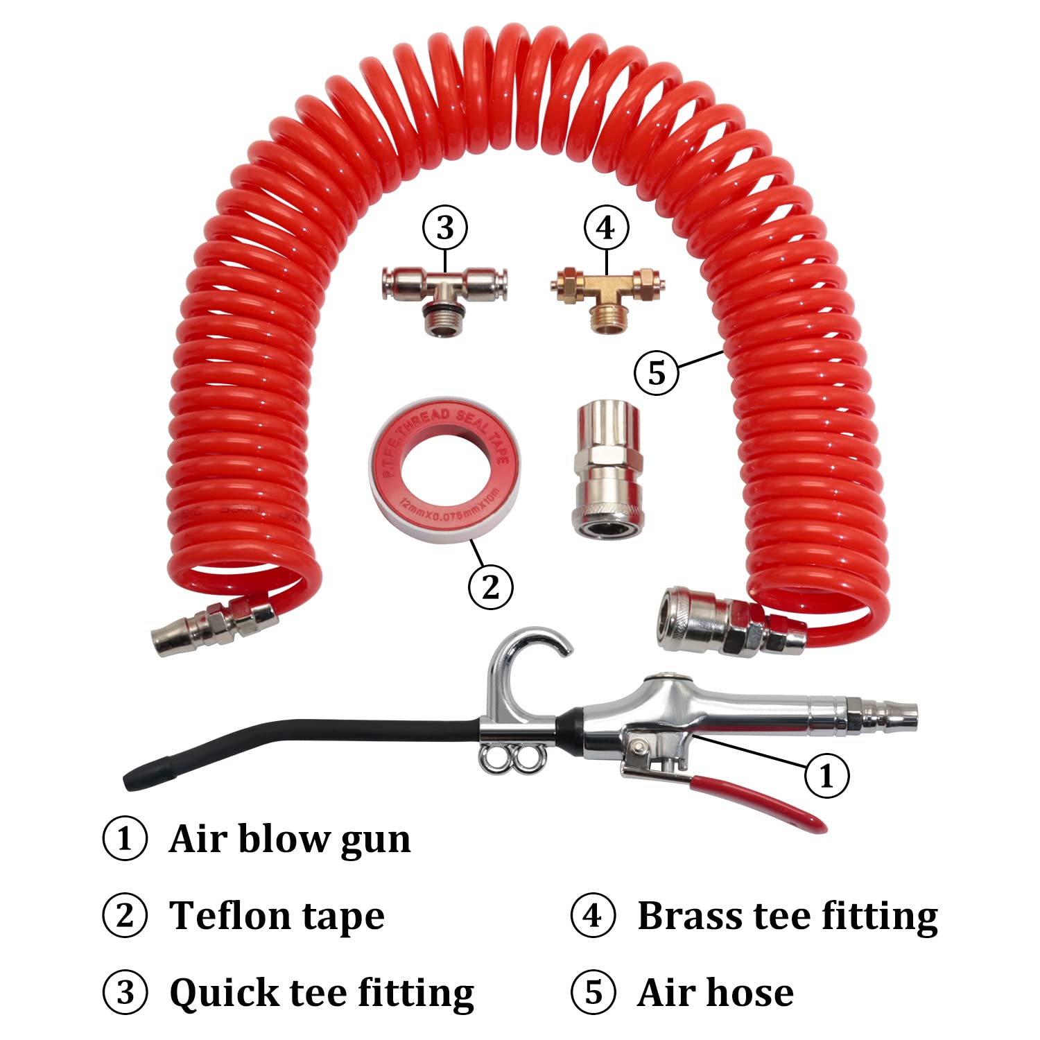 CheeMuii 9m Red Truck Dust Air Blow Gun Kit - Heavy Duty Cleaning Tool with Long Nozzle & Hose for Automotive, Workshop & Industrial Use