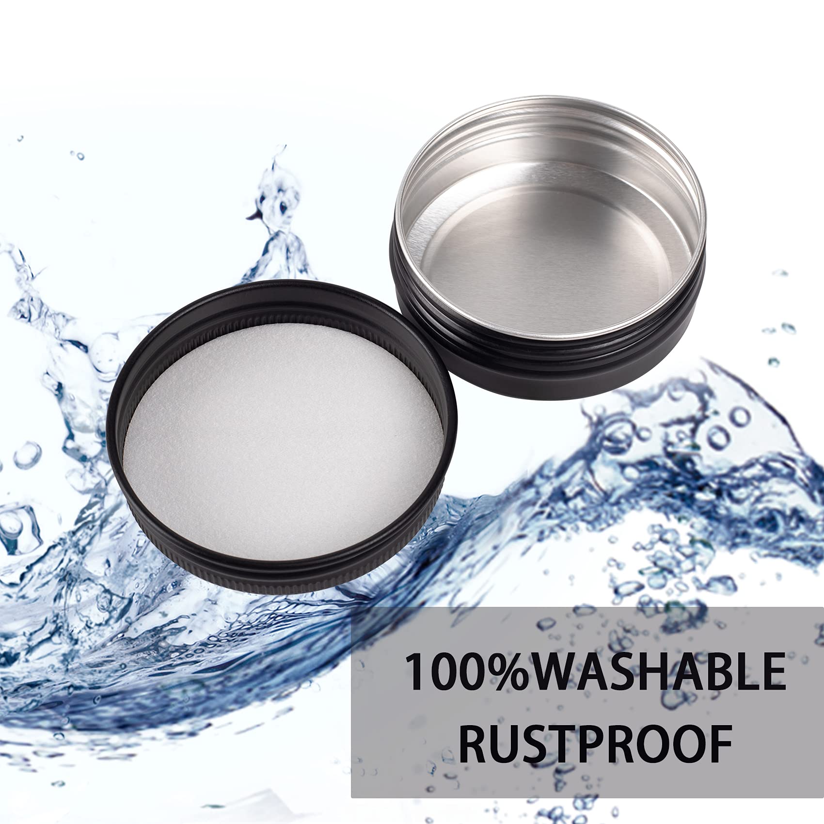 1 oz / 30ml Bulk Packaging Screw Top Aluminum Tin Jar with Airtight Lid & Blank Labels - Perfect for DIY Crafts, Essential Oils, Salves, and Travel-Sized Cosmetics (Black)