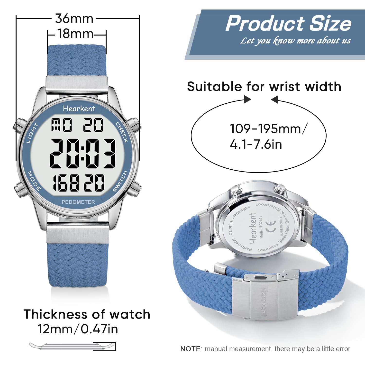 Hearkent Women's Fitness Tracker Watch - Waterproof Pedometer with Step Counter, Calorie Burn Monitor & Large Digital Display - Perfect for Walking, Running, Sports & Daily Activity Tracking for Ladies & Seniors