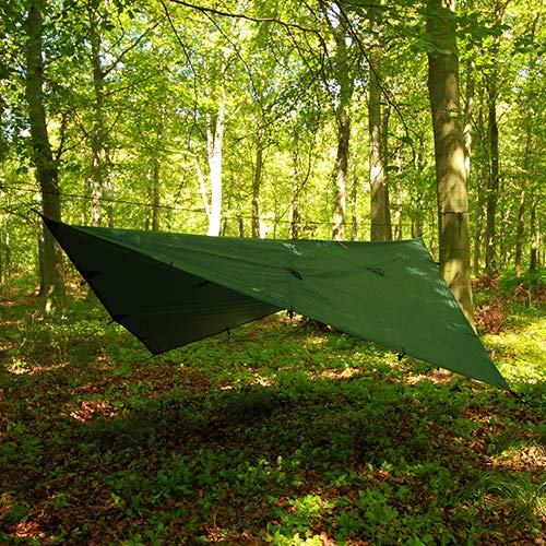 DD Tarp 3x3 PRO (10ft x 10ft) - 100% Waterproof Rainfly Shelter with Reinforced Eyelets & Buckles for Bushcraft, Camping, Hiking - Lightweight Compact Tarpaulin for Backpacking, Beach, Picnic and Outdoor Adventures