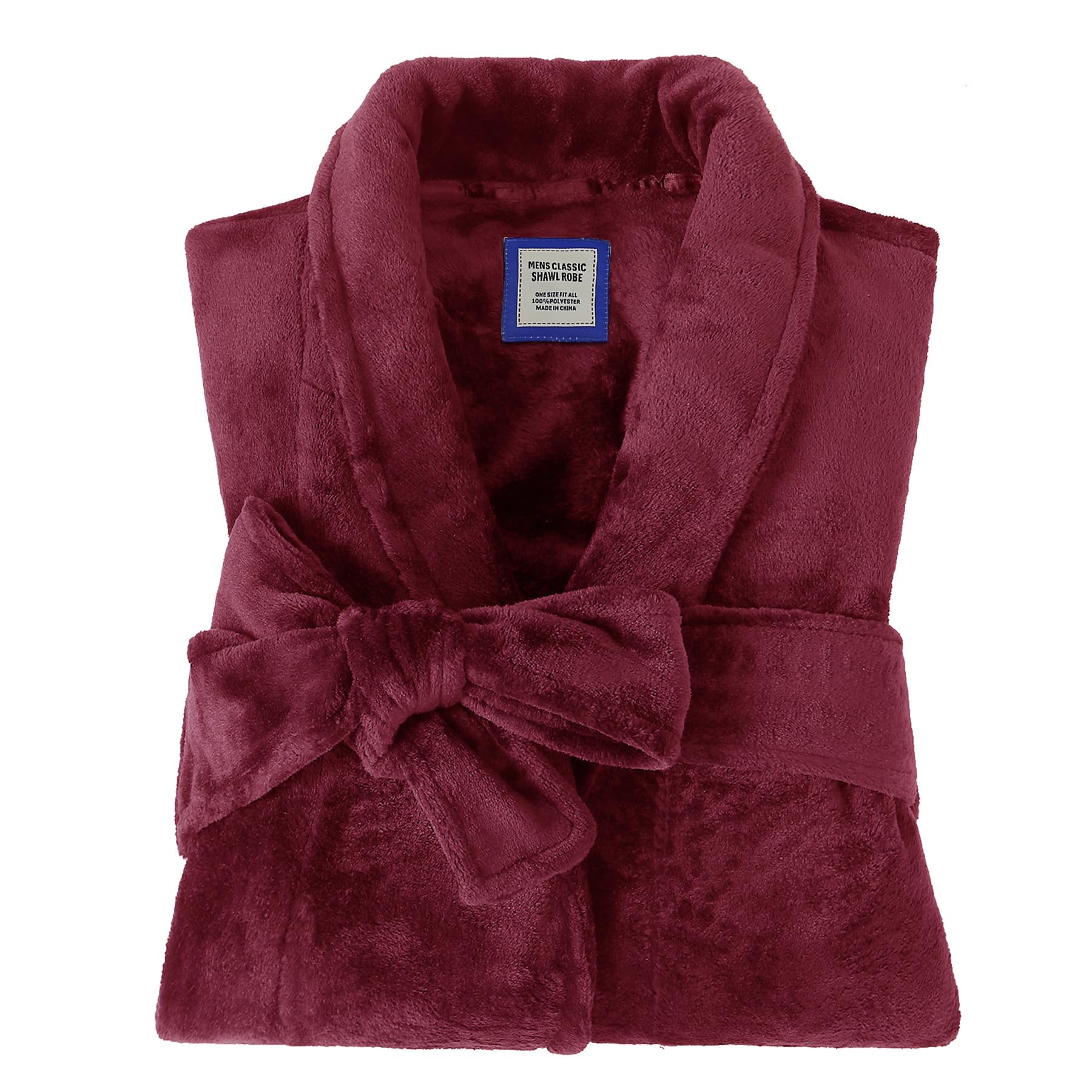 Men's Fleece Bathrobe - Long Warm Spa Robe with Belt & 2 Pockets for Home Relaxation, Lounging & Winter Comfort