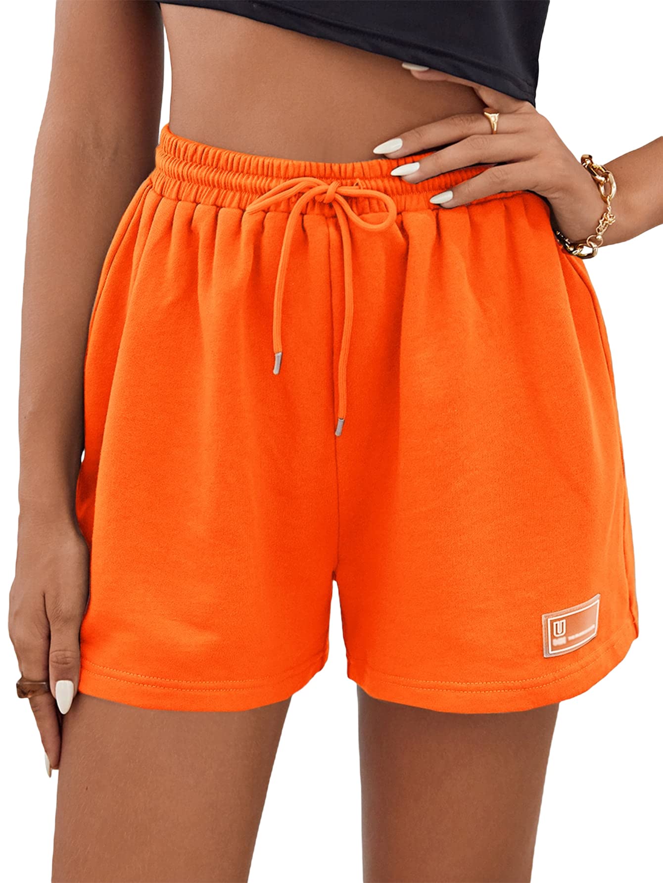 MakeMeChic Women's Casual Drawstring Waist Sweat Shorts - Athletic Running Track Shorts for Gym, Yoga & Lounge Wear
