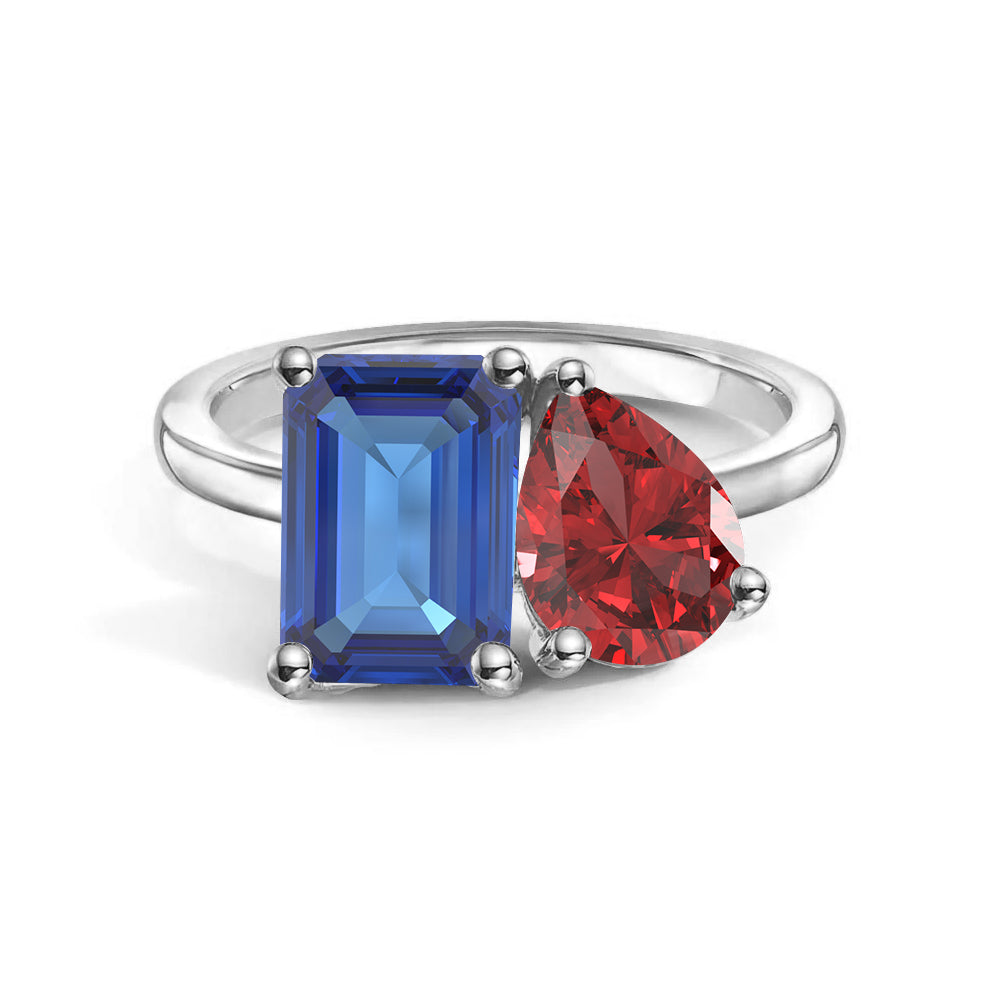 Toi et Moi Personalized Sapphire Birthstone Ring | Custom Anniversary Jewelry Gift for Her | Perfect for Weddings, Engagements & Romantic Occasions