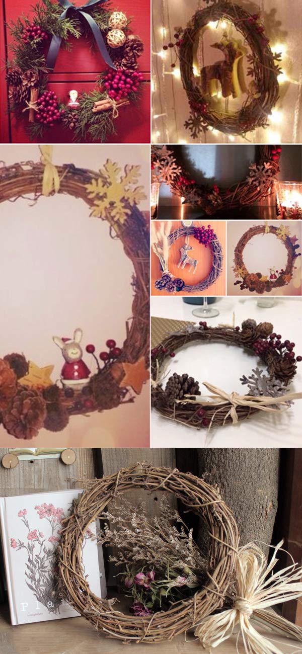 1pcs Natural Grapevine Wreath Ring 12inch - DIY Rustic Wreath Base for Summer, Fall, Christmas Decor - Perfect for Door Garland, Home, Wedding, Party, Gift & Hanging Decorations