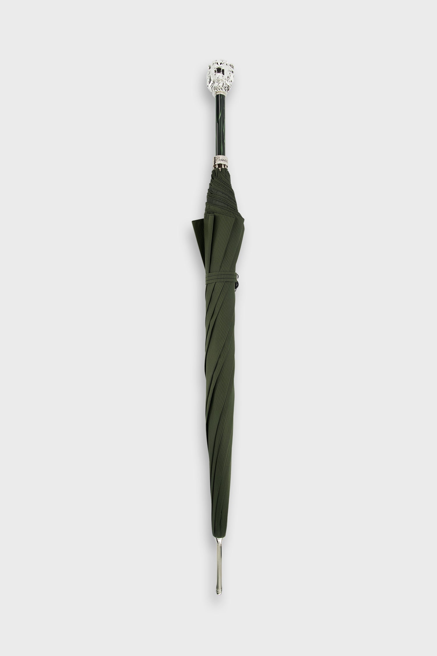 Pasotti Premium Green and Silver Lion Design Luxury Umbrella - Stylish and Durable for Rainy Days, Outdoor Events, and Fashion Accessories