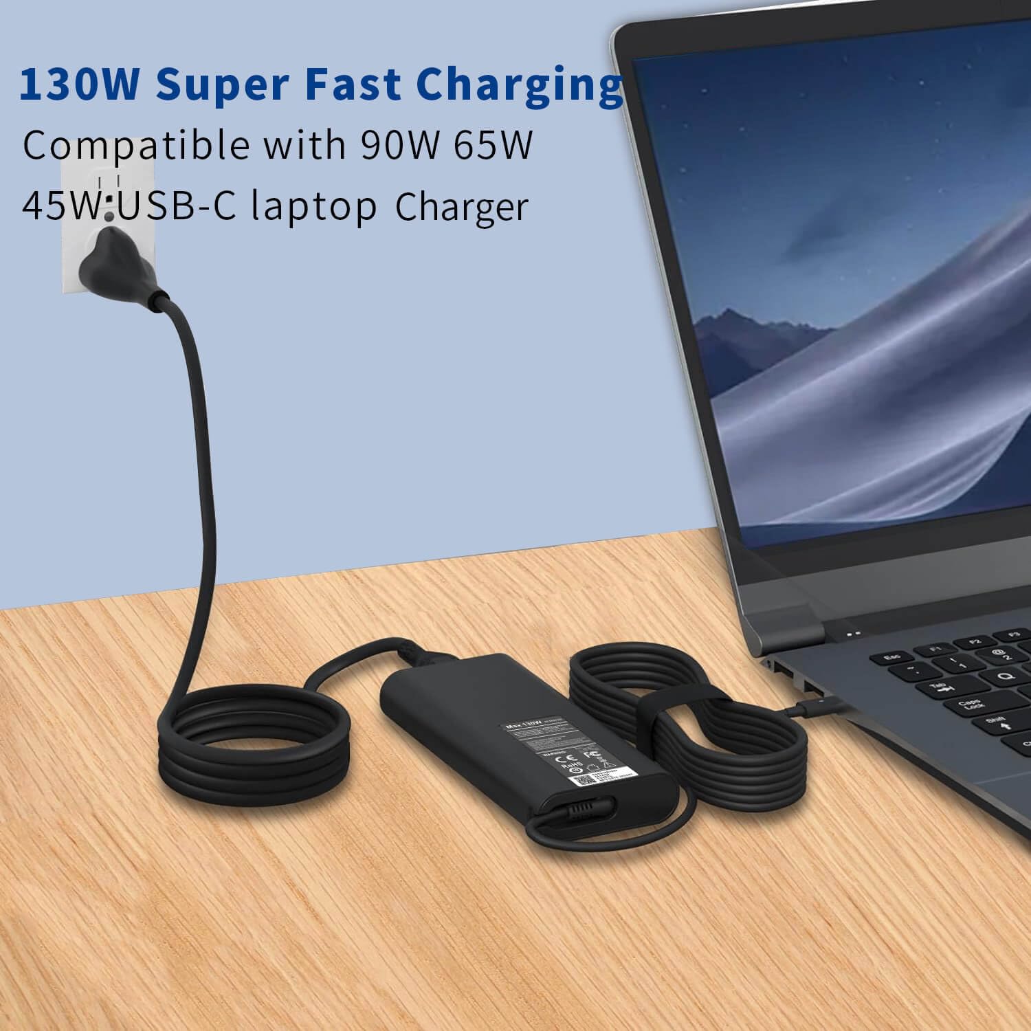 130W USB C Laptop Charger for Dell Precision 5530 5550 5560 5570 5750 3560, XPS 15 9500 9575, XPS 17, Latitude 7410 7310 - Slim AC Power Adapter with Type C Fast Charging - Perfect for Home, Office & Travel Use