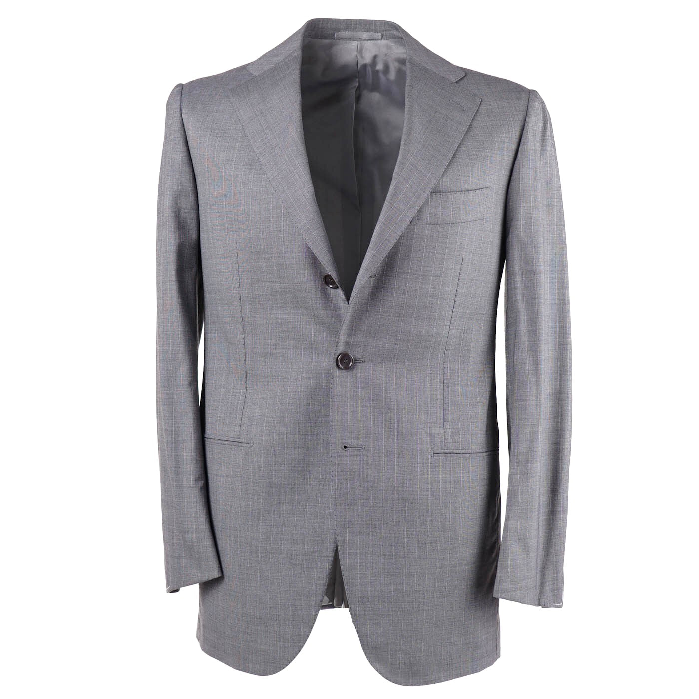 Cesare Attolini Premium Light Gray Striped Wool Suit for Men | Luxury Italian Tailored Business Suit | Perfect for Weddings, Office & Formal Events
