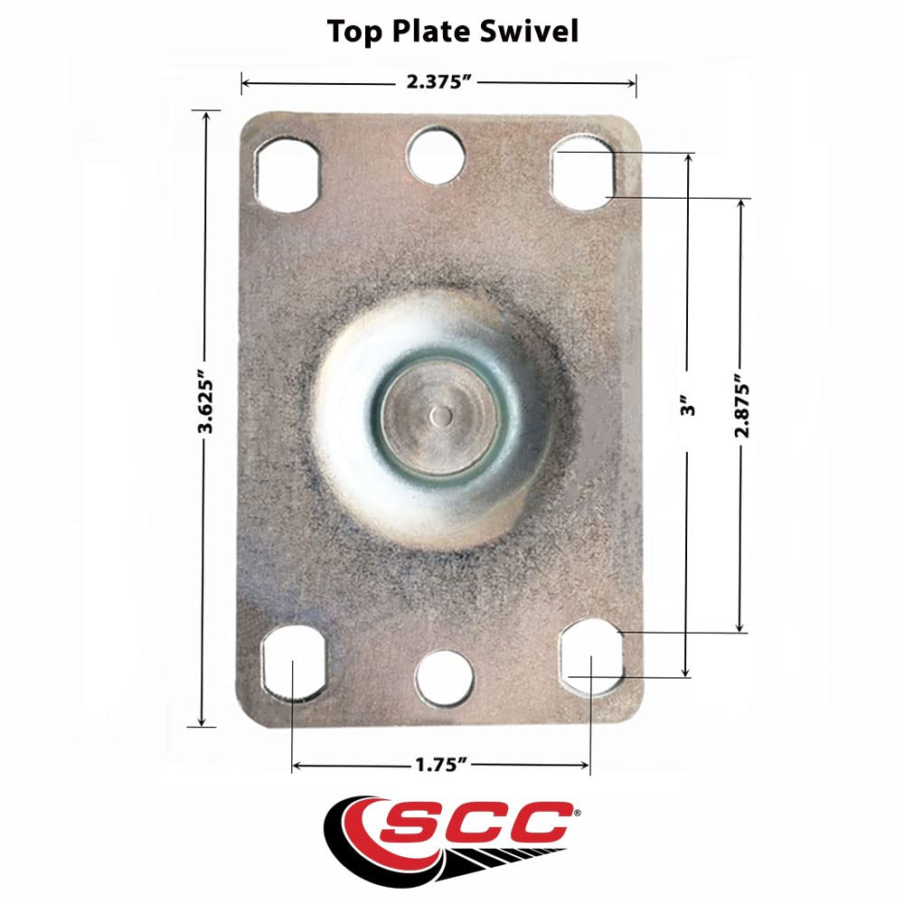 4 Inch Swivel Top Plate Caster Set with 2 Inch High-Temp Phenolic Wheels - Roller Bearing 1800 lbs Capacity (Set of 4) by Service Caster - Ideal for Industrial Equipment, Restaurant Carts & Heavy-Duty Furniture