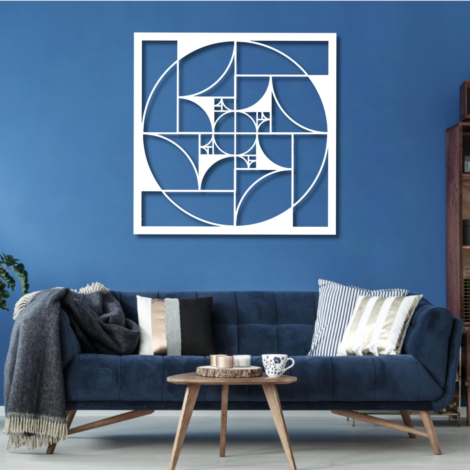 Golden Ratio Metal Wall Art - Fibonacci Spiral Geometric Wall Decor in Gold (24x24 Inch) - Modern Home & Office Decoration for Living Room, Bedroom, Study