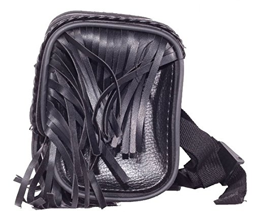 Motorcycle Tool Bag with Fringe, Braid & Concho - Durable Leather Storage for Biker Accessories & Repair Tools - Perfect for Harley, Cruiser & Chopper Riders