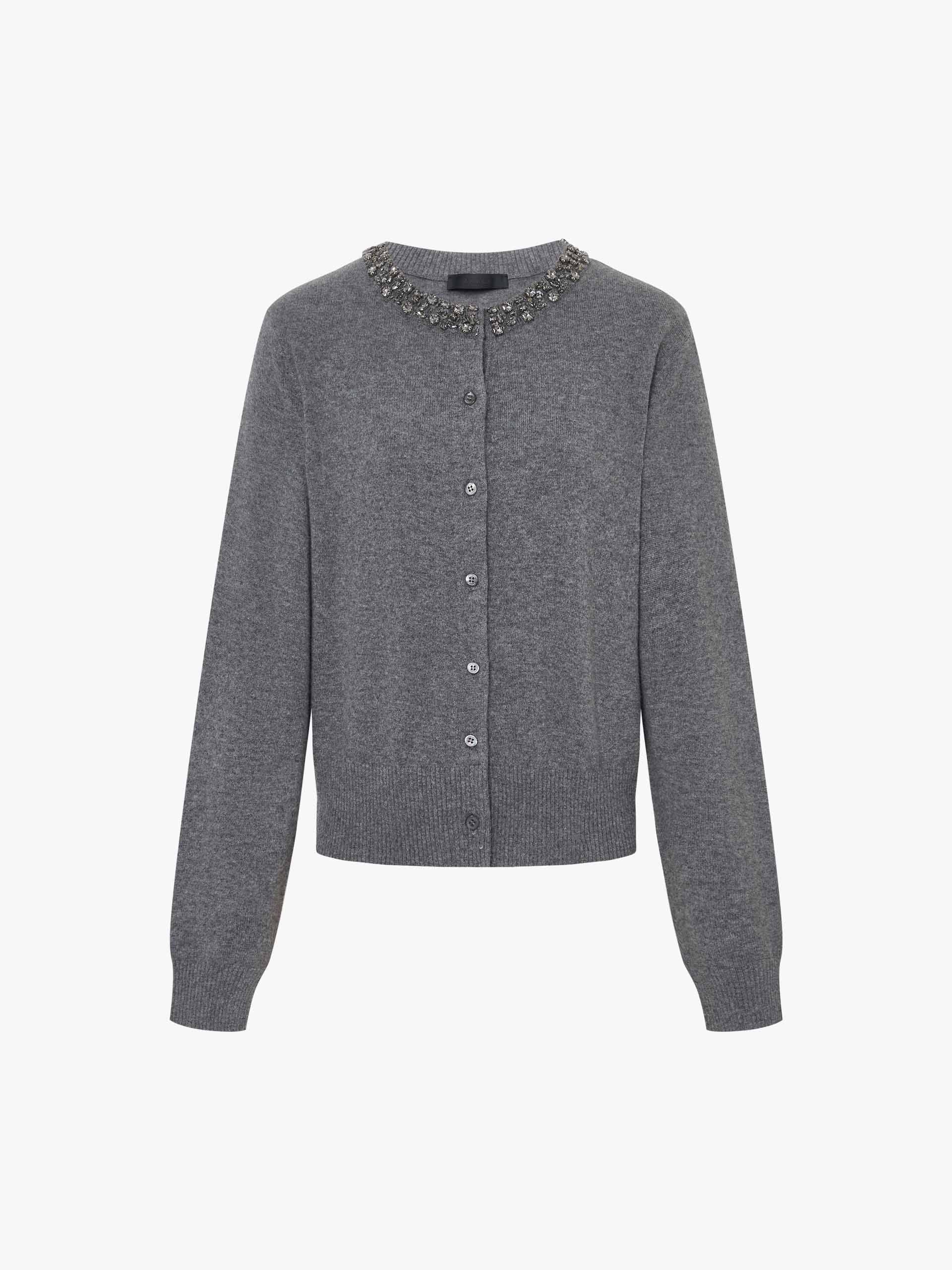 Elegant Crystal Collar Knit Cardigan for Women - Soft Chunky Knit Open Front Sweater for Fall & Winter - Perfect for Office, Date Night & Casual Outfits