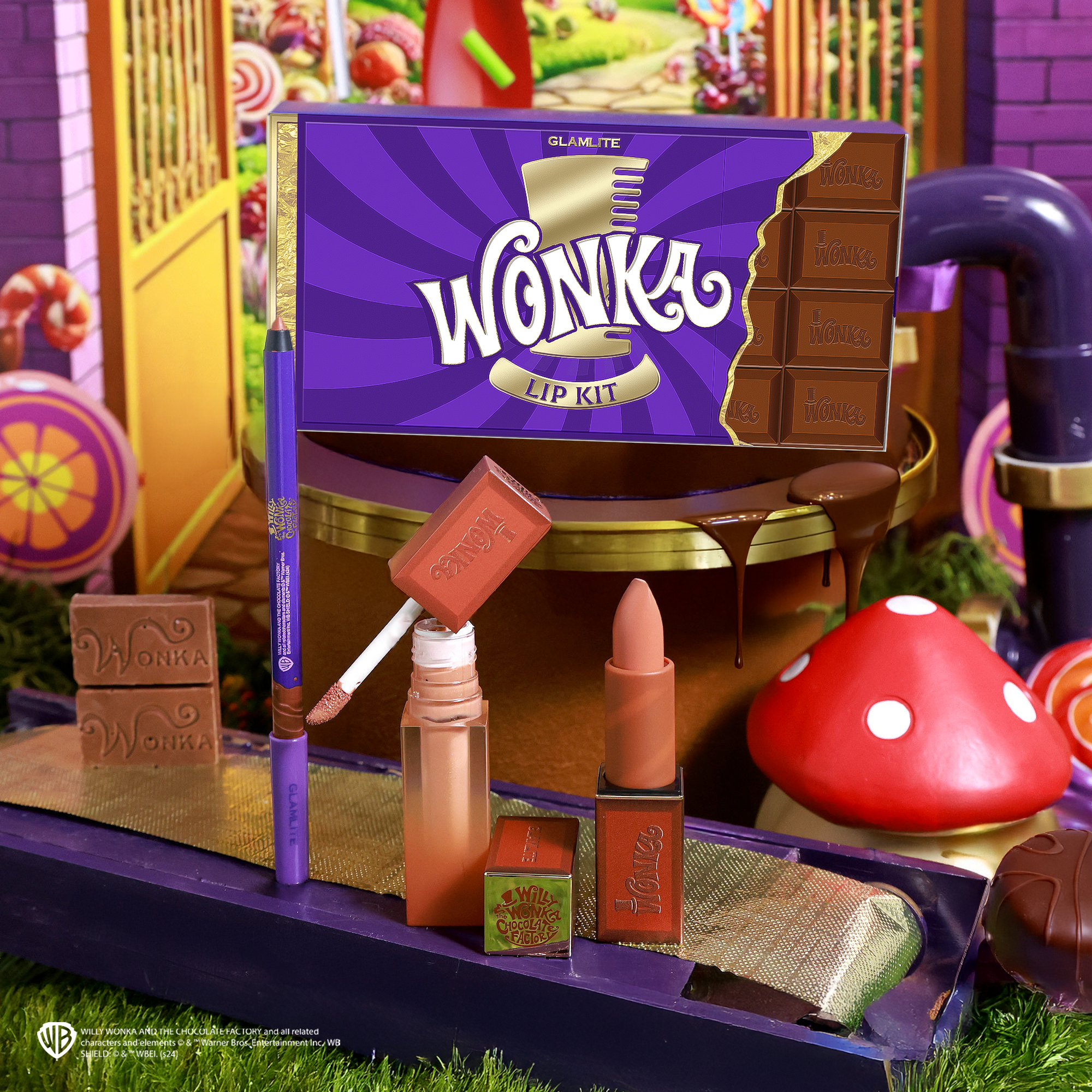 Wonka x Glamlite PR Box Full Collection - Limited Edition Makeup Set for Halloween, Cosplay & Themed Parties | Vegan & Cruelty-Free Beauty Products