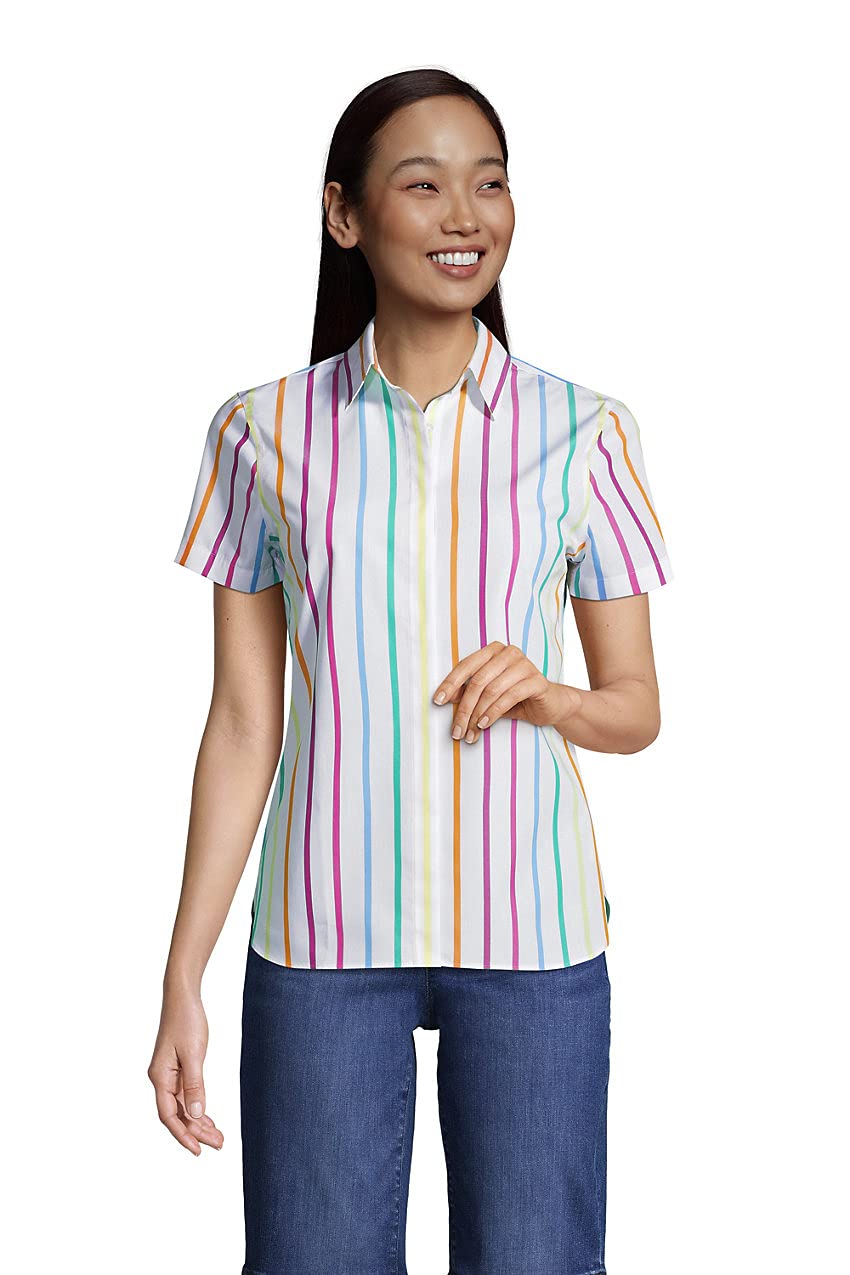 Lands' End Women's Tall Short Sleeve No Iron Shirt - Wrinkle-Free Comfort for Office & Casual Wear | Perfect for Business Attire & Everyday Outfits