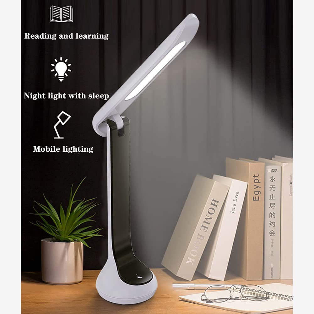 USB Rechargeable LED Desk Lamp - 3-Level Dimmable, Foldable Study Lamp for Students, Bedside Reading Light with Charging Port | Perfect for Dorm Rooms, Home Office & Nightstand Use