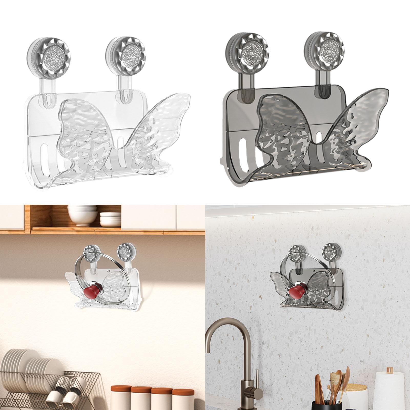 CALANDIS® Wall Mounted Pot Lid Rack Organizer - Space Saving Kitchen Storage for Pots, Pans & Lids - Durable Clear Plastic Cupboard Door Organizer - Perfect for Small Kitchens & Clutter-Free Homes (1-Pack) | Ideal for Organizing Cookware in RVs, Apartments & Compact Kitchens