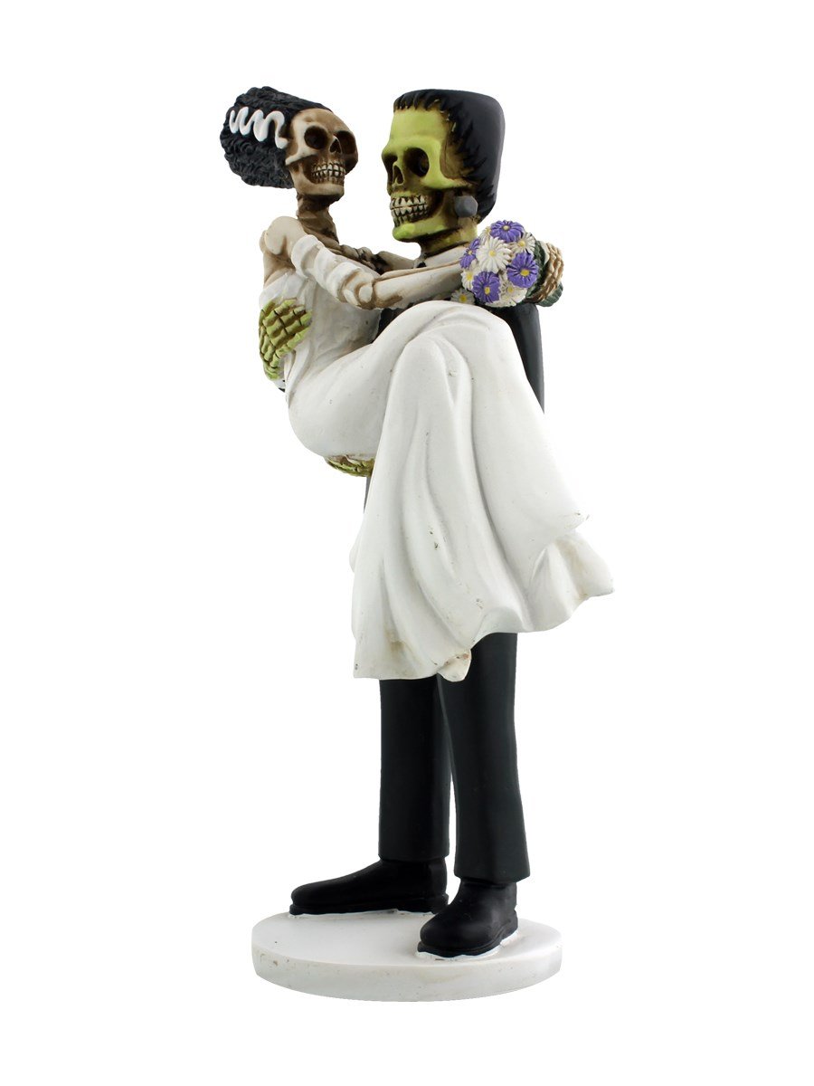 YTC Summit Frankenskull and Bride Figurine - Gothic Horror Collectible Statue for Home Decor, Halloween Display, and Horror Movie Fan Gifts