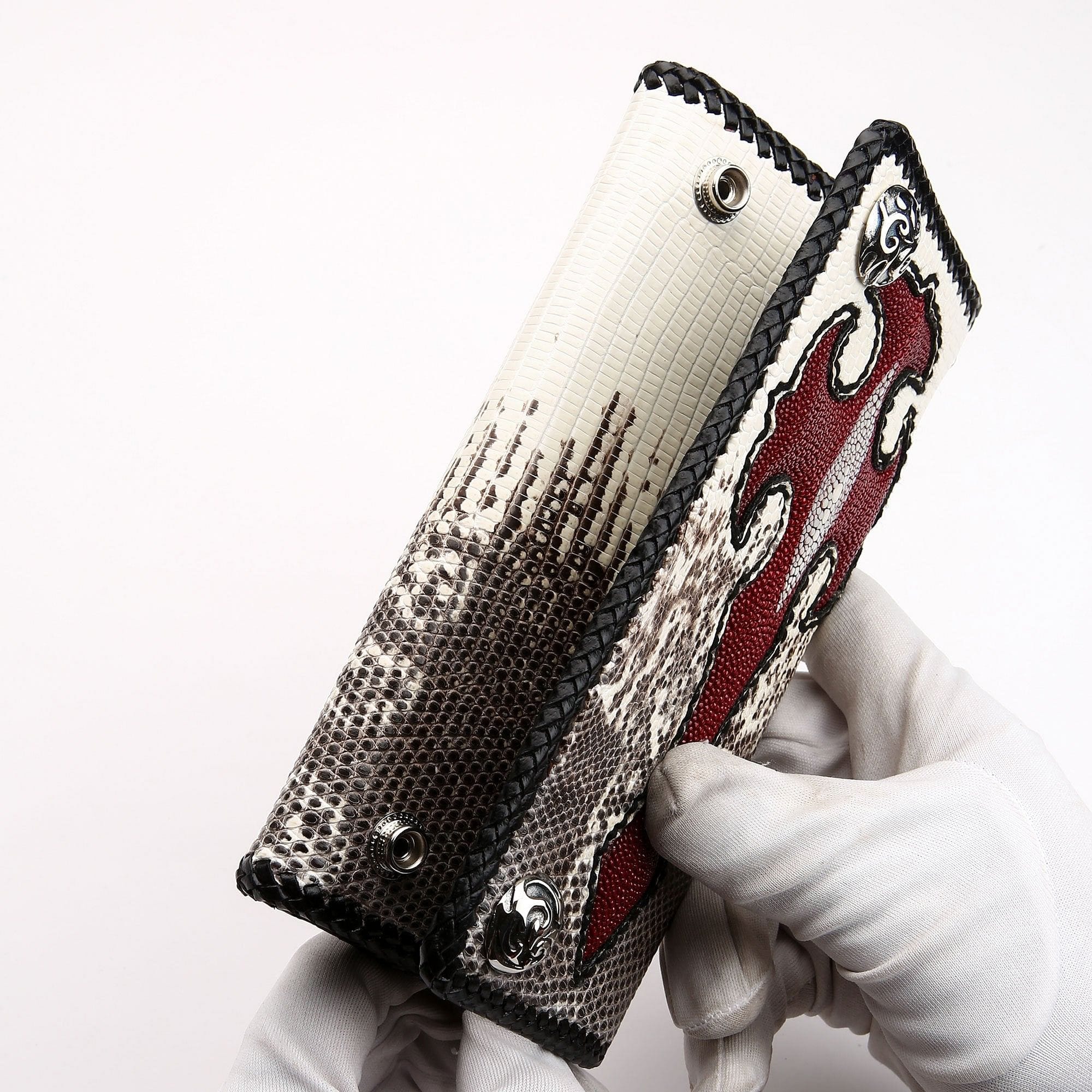 Premium Stingray Cross Lizard Leather Biker Wallet for Men - RFID Blocking Slim Bifold Wallet - Perfect for Motorcycle Riders & Everyday Carry